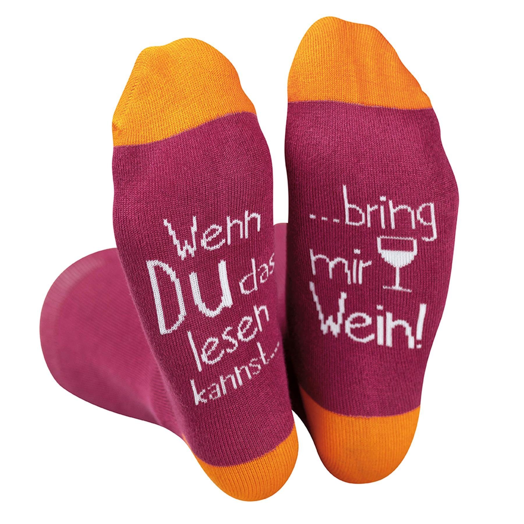 Grafik Werkstatt Socken Coole Socke mit Spruch Bring mir Wein Grösse