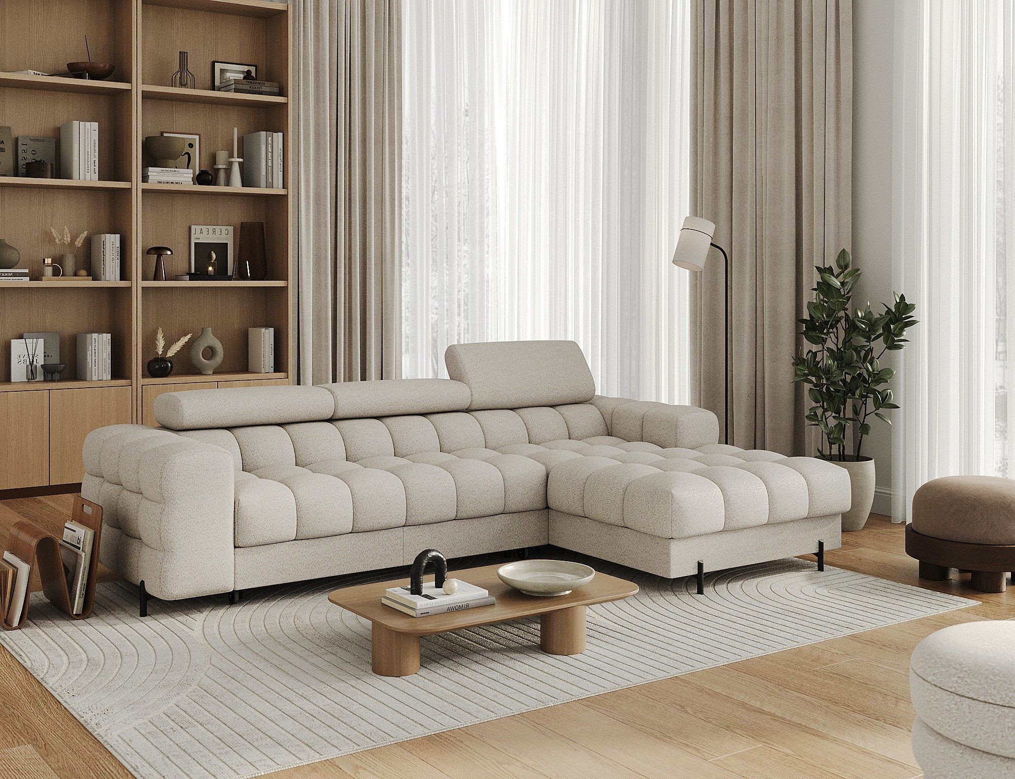 yourhouse24 Ecksofa L-Form Felro mit Schlaffunktion günstig online kaufen