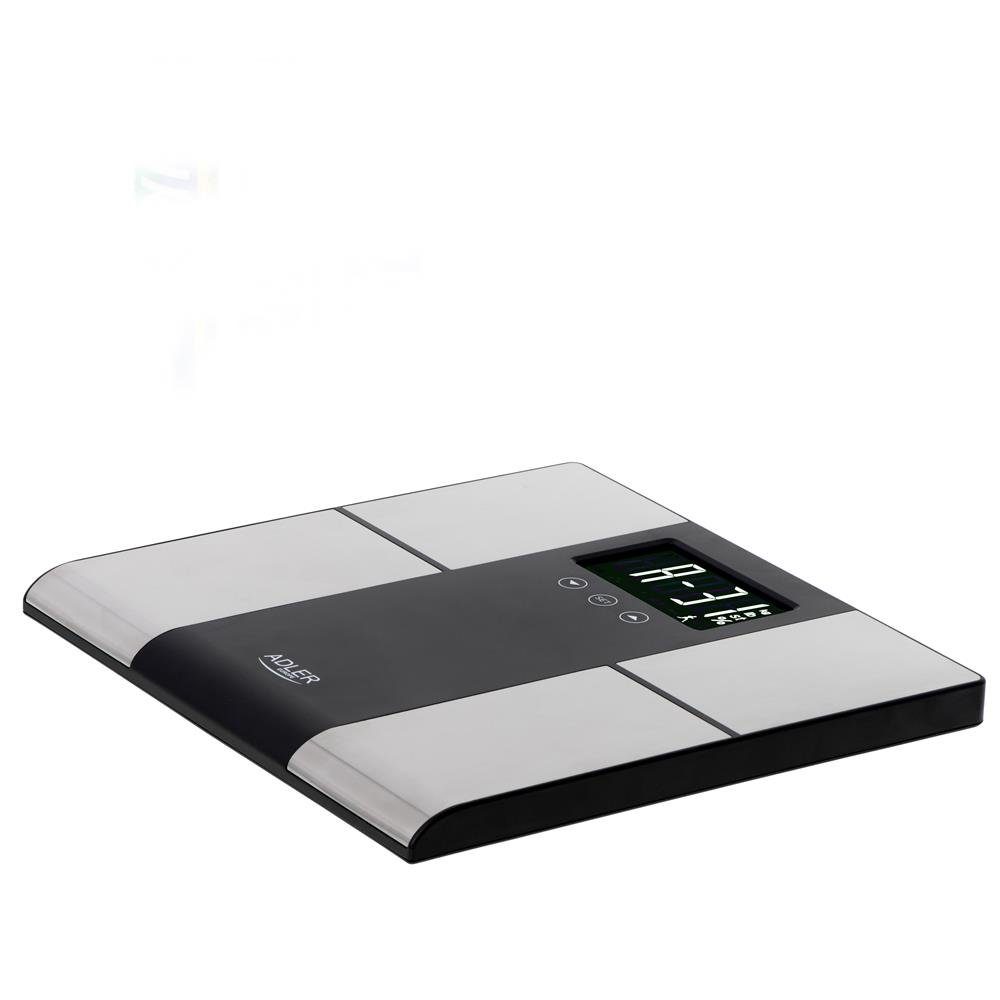Adler Personenwaage AD 8165, bis 225 kg, digital, großes LCD-Display, silber
