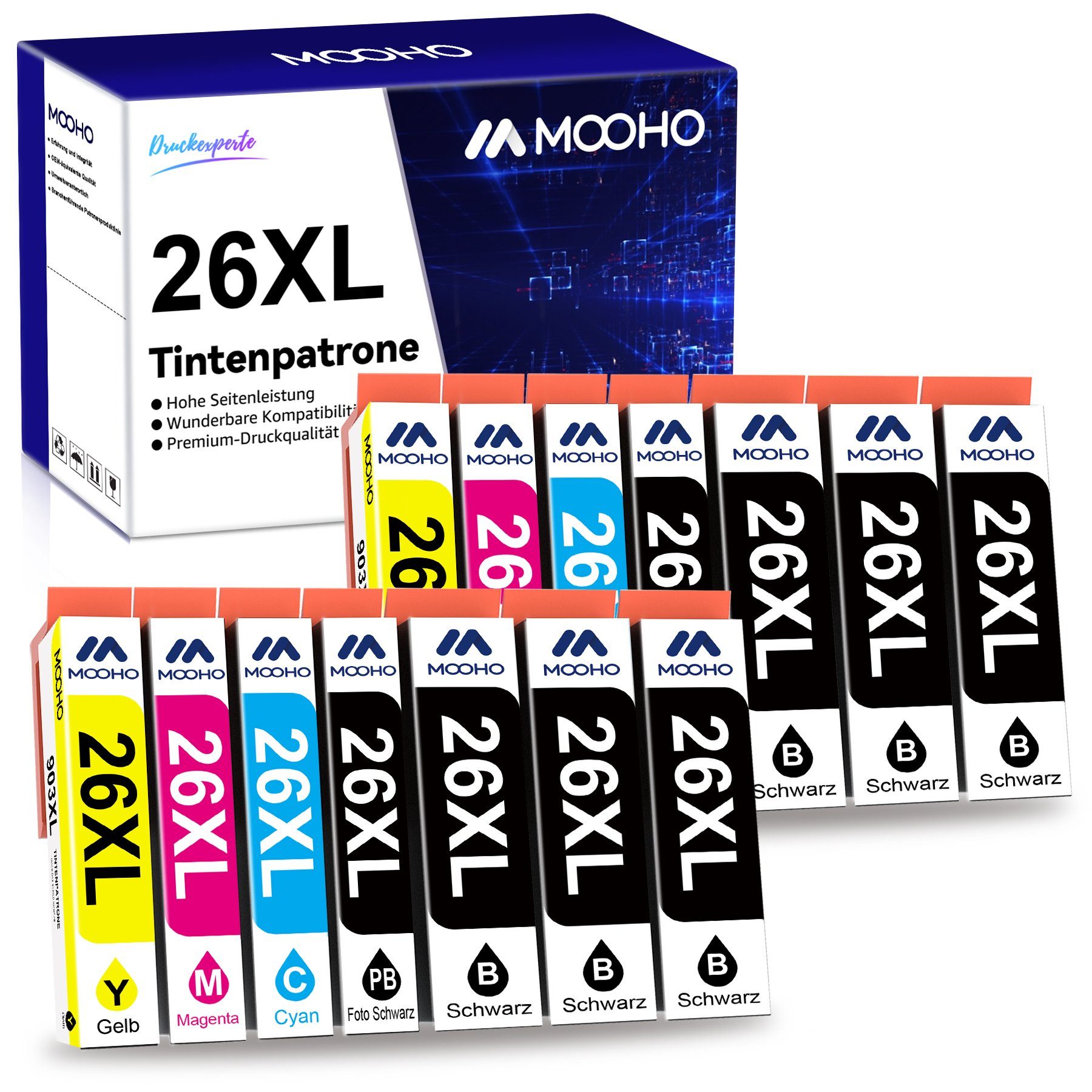 MOOHO für EPSON 26XL 26 XL Multipack Tintenpatrone (Expression Premium XP 700 710 720 800 810 820, 0-tlg., 510 520 600 605 610 615 620 625)