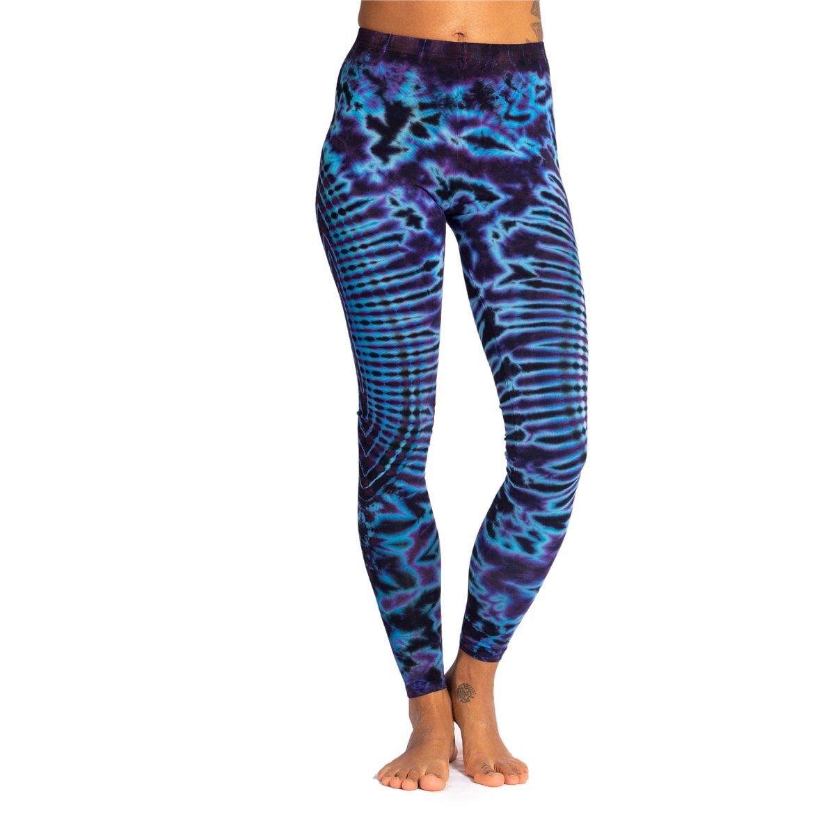 Lilaton Unikat Batik TD10 lange Sportleggings Batik Goa Leggings 'Sonne' PANASIAM aus Sporthose Look natürlicher Leggings Viskose Leggings Hose im Yogaleggings