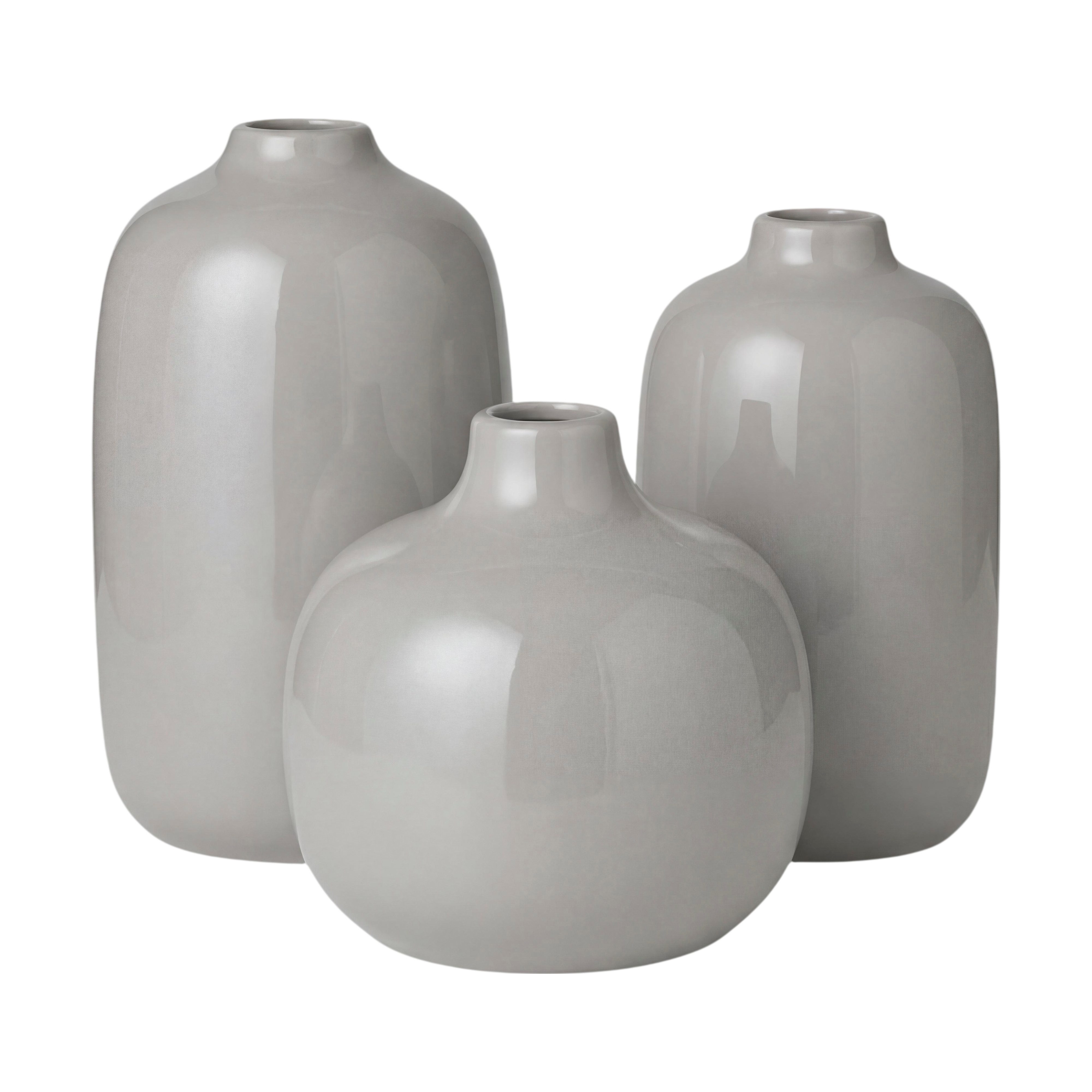 blomus Dekovase 3er Set -CEOLA- Blumenvase, Keramikvase: modernes Design (Set, 3 St., 3x Vase), widerstandsfähiges Keramik, Unikat, natürliches Design