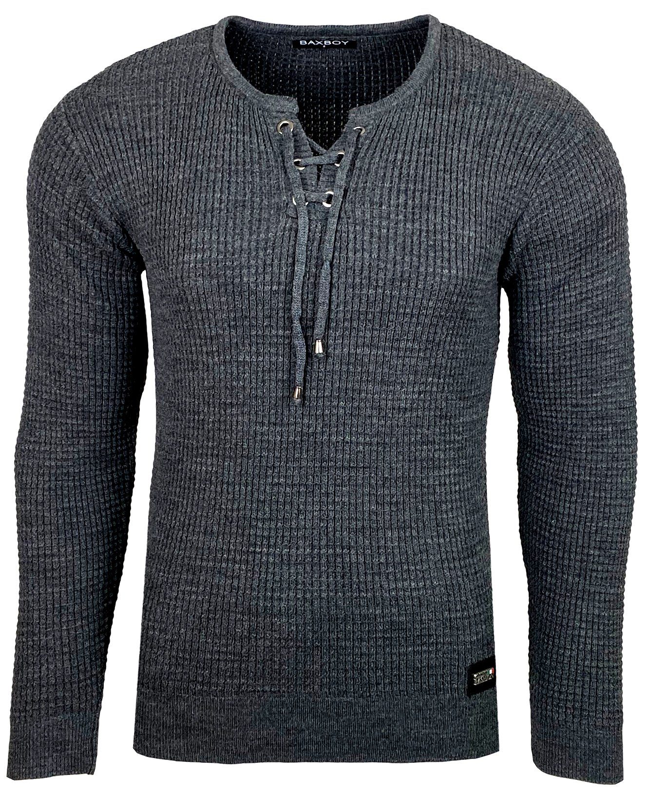 Strickpullover Baxboy Herren Pullover Rundkragen Moderner Feinstrick Pulli B-52132