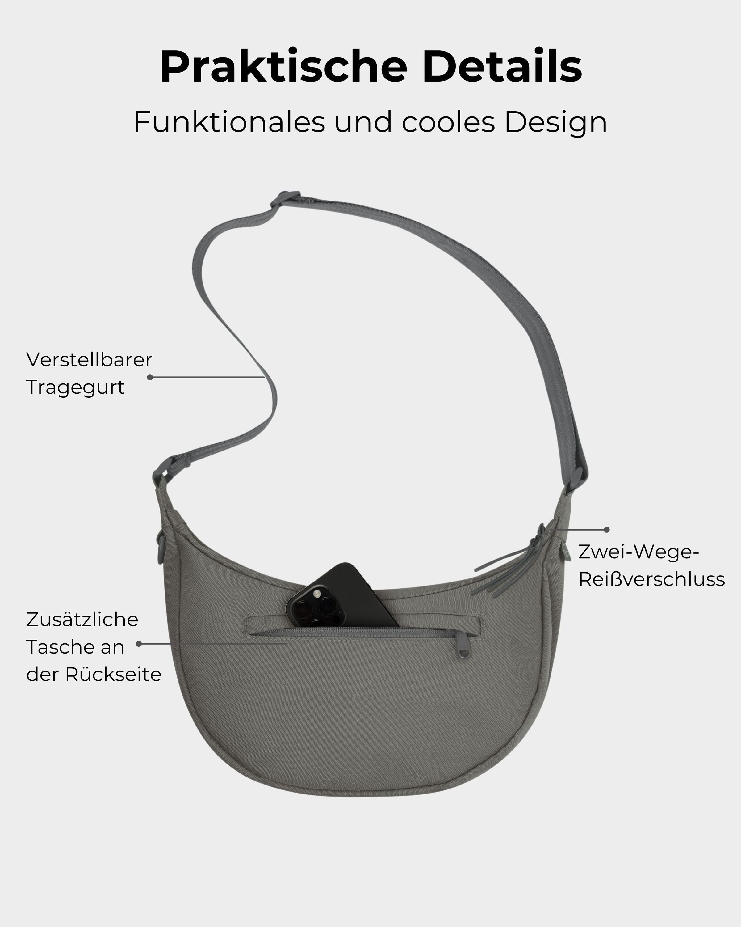 Johnny Urban Umhängetasche Ally Medium Half Moon Bag, Stylische Crossbody Bag in Halbmond Form, Wasserabweisend