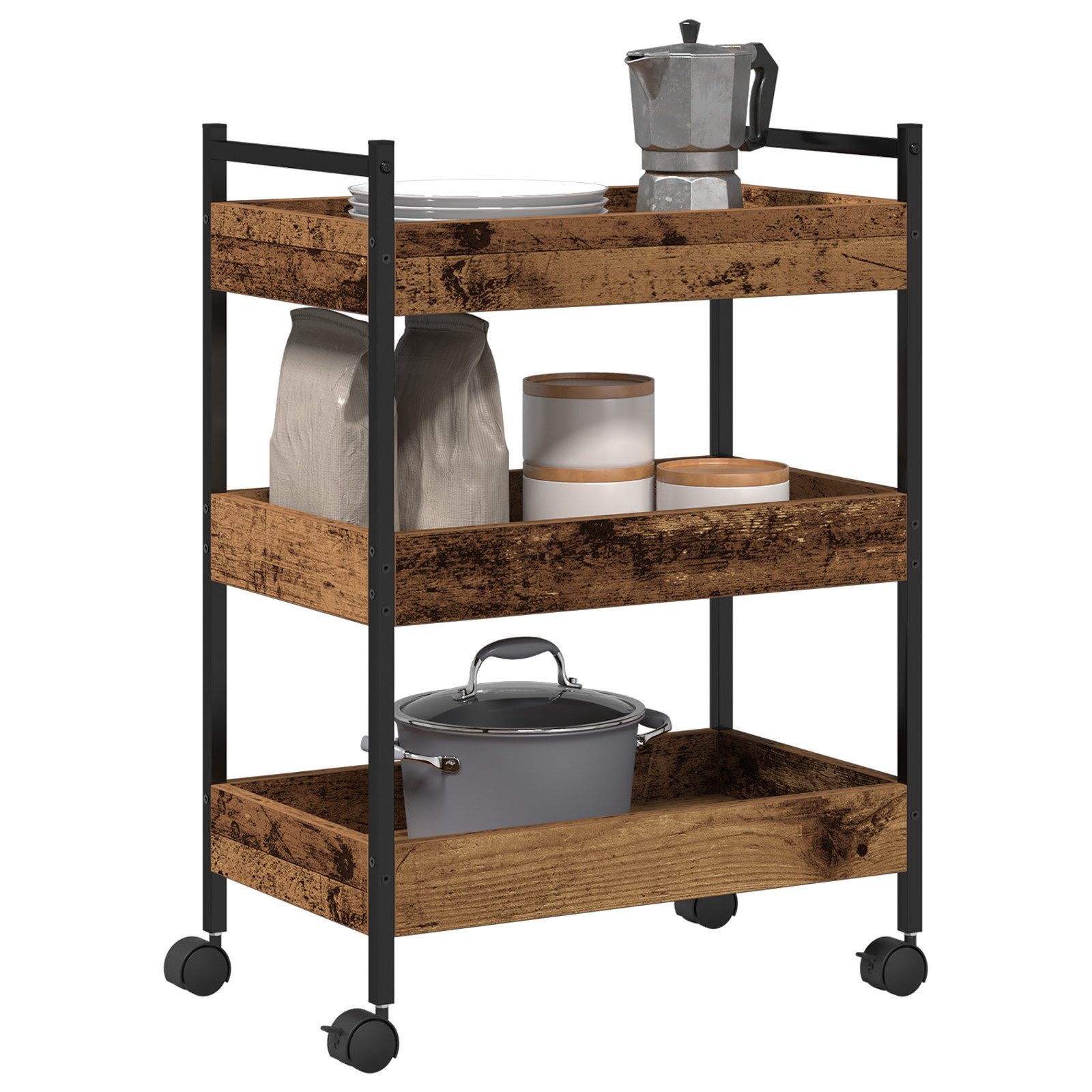 vidaXL Küchenwagen Küchenwagen Altholz 50x30x70 cm günstig online kaufen