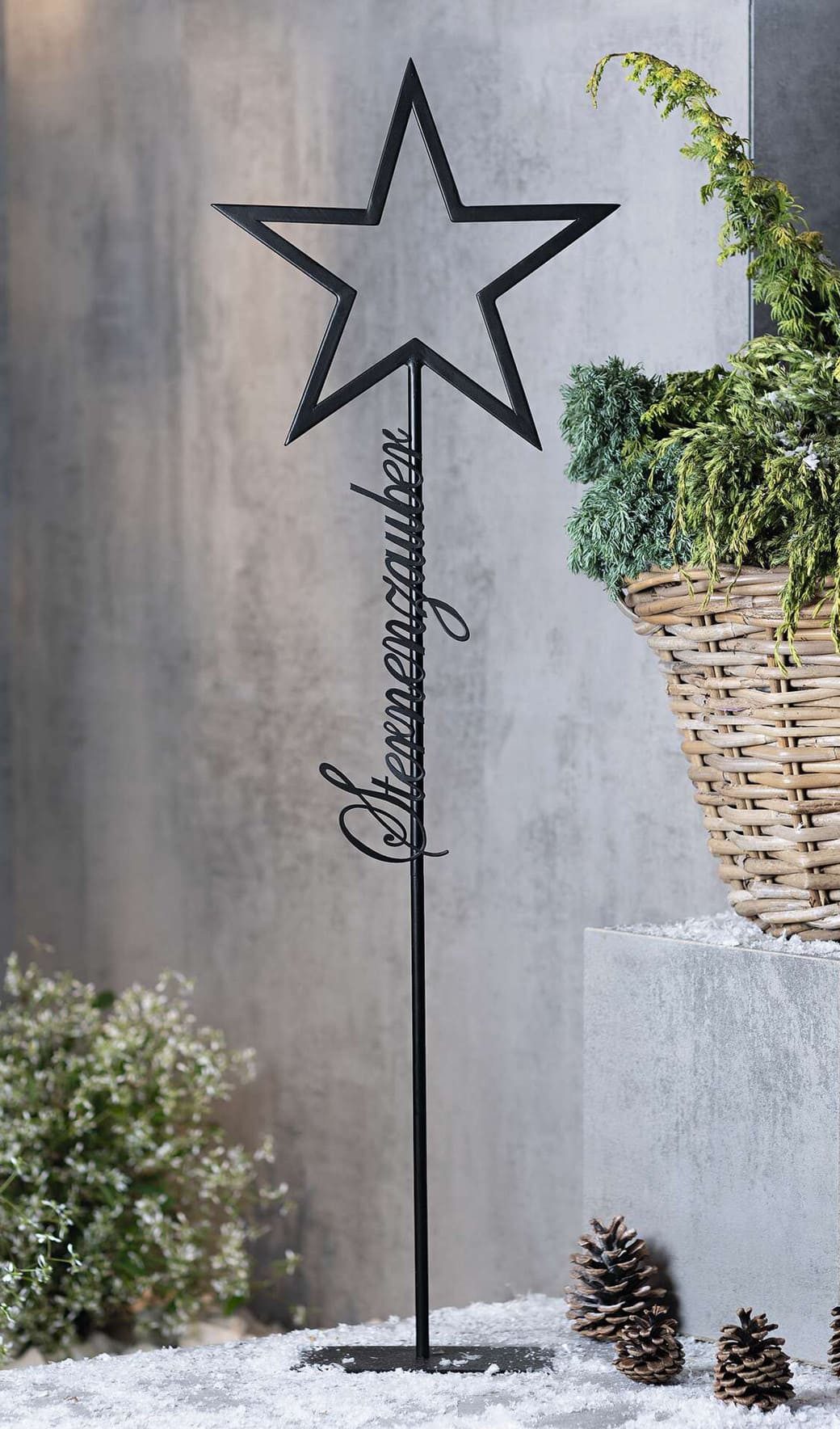 Dekoleidenschaft Dekosäule "Sternenzauber" Metall 79 cm hoch, Metalldeko Aufsteller, Winterdeko, Weihnachtsdeko Stern