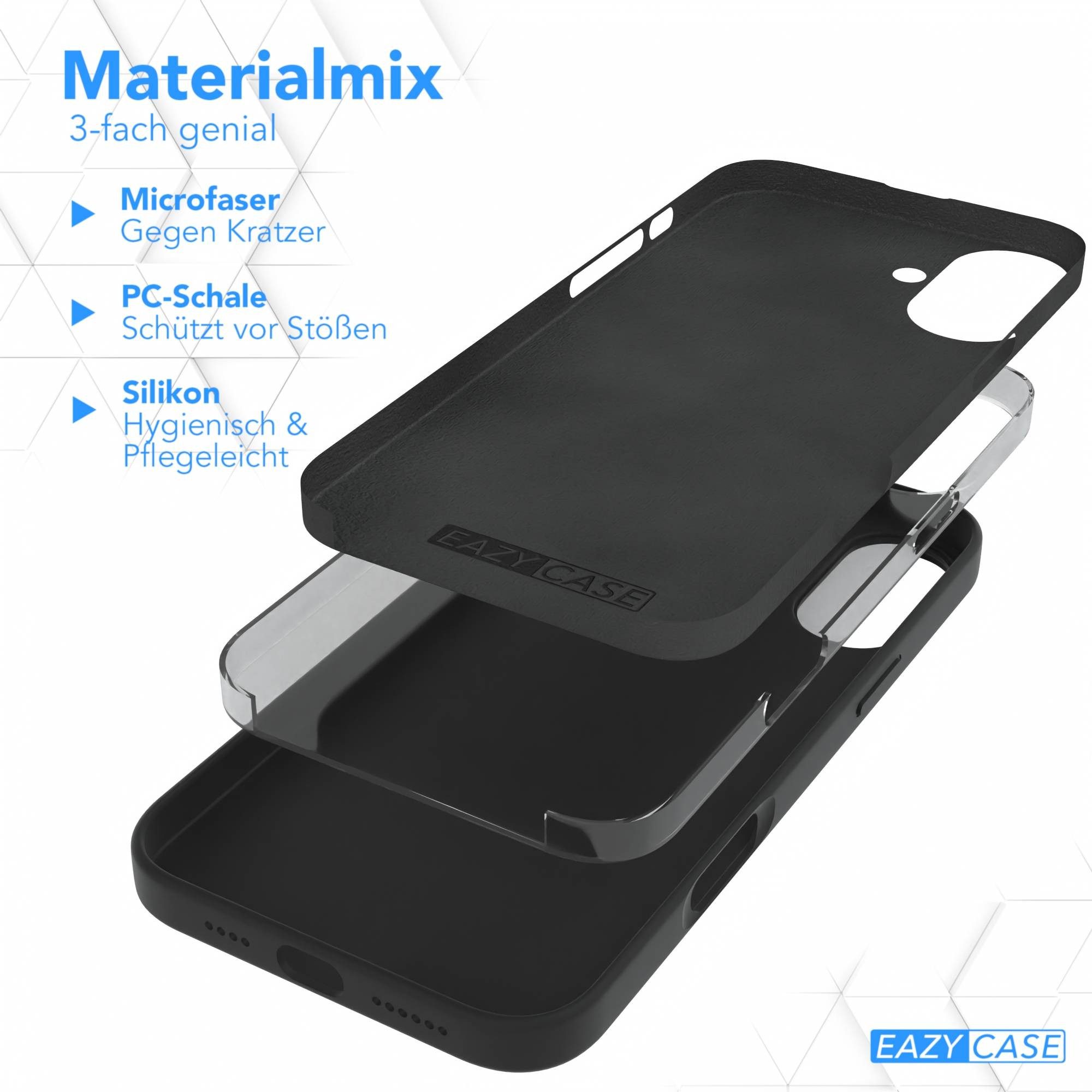 EAZY CASE Handyhülle für Apple iPhone 16 Plus Premium Silikon 6,7 Zoll, Hülle mit Kameraschutz Bumper Silikonhülle stoßfest Slimcover Schwarz – Bild 5 von 5