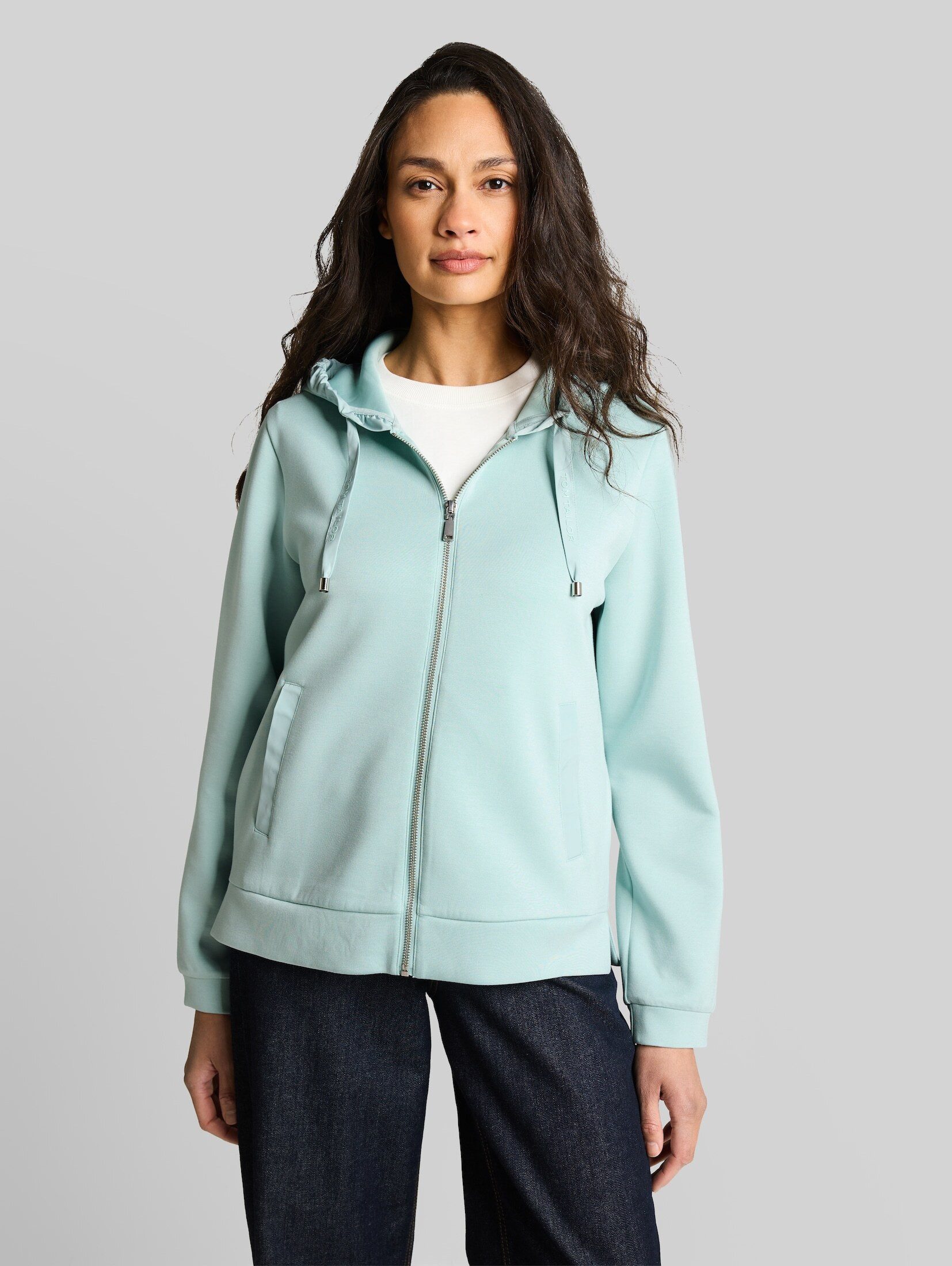 TOM TAILOR Sweatjacke Strick & Sweatshirts Hoodie Sweatjacke aus Scuba