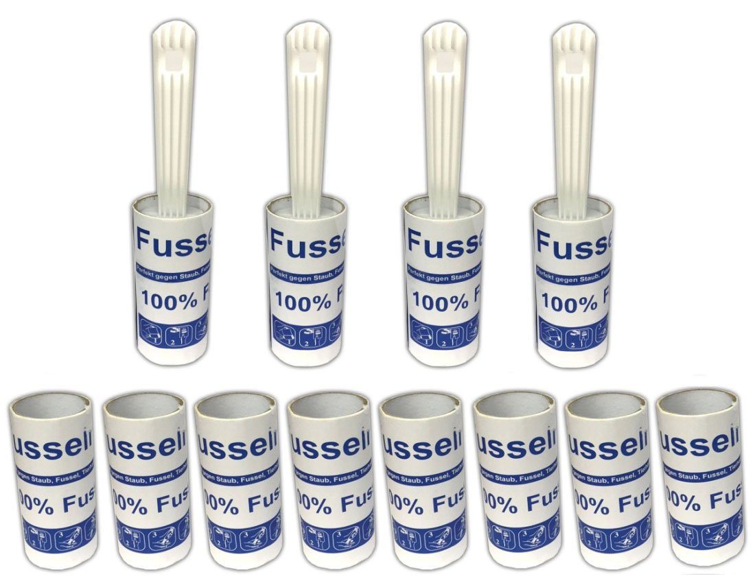 HAC24 Fusselroller Tierhaarentferner Fusselrolle Flusen Entferner Kleiderrolle, 4 Fusselrollen inkl. 8 Ersatzrollen