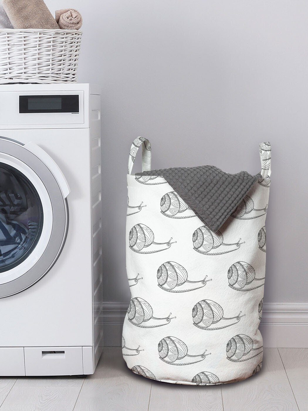 Abakuhaus Wäschesäckchen Griffen für Waschsalons, Insekt Kordelzugverschluss Wäschekorb mit Illustration Schnecke Zentangle
