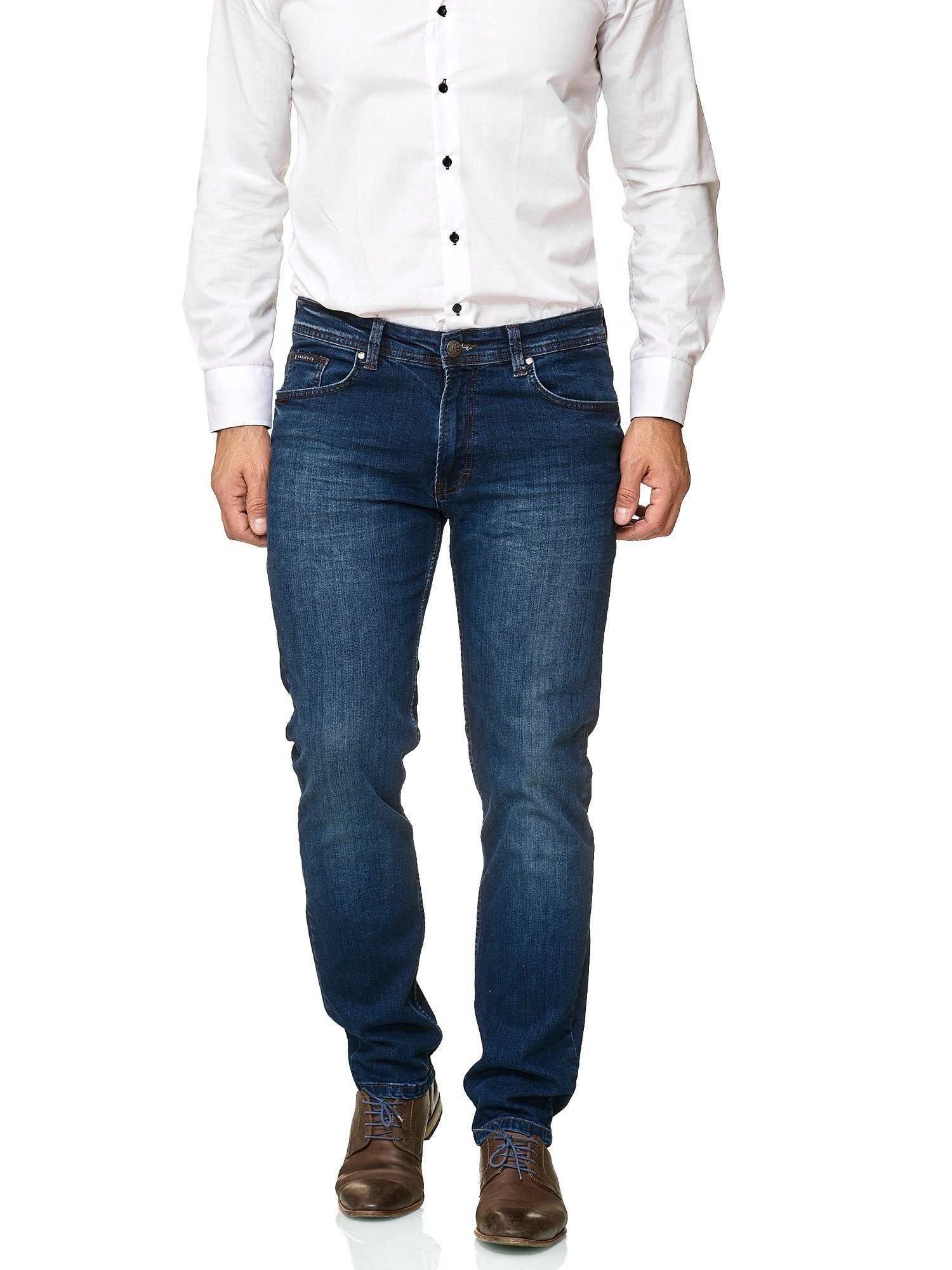 BARBONS 5-Pocket-Jeans Herren Regular Fit 5-Pocket Design 02-Blau
