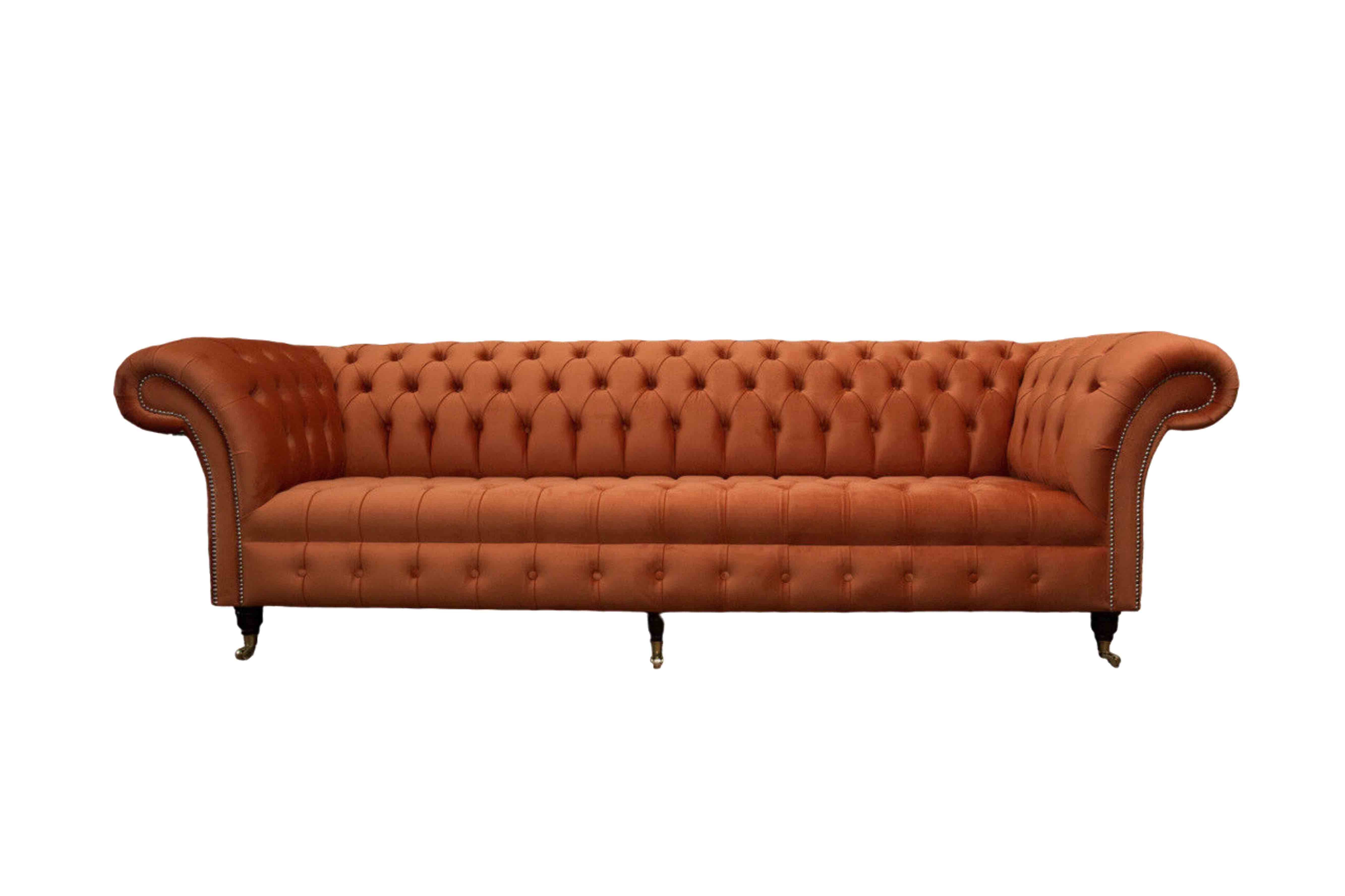 Chesterfield-Sofa, Chesterfield JVmoebel Sitzer 4 Klassisch Textil Wohnzimmer Design Sofa