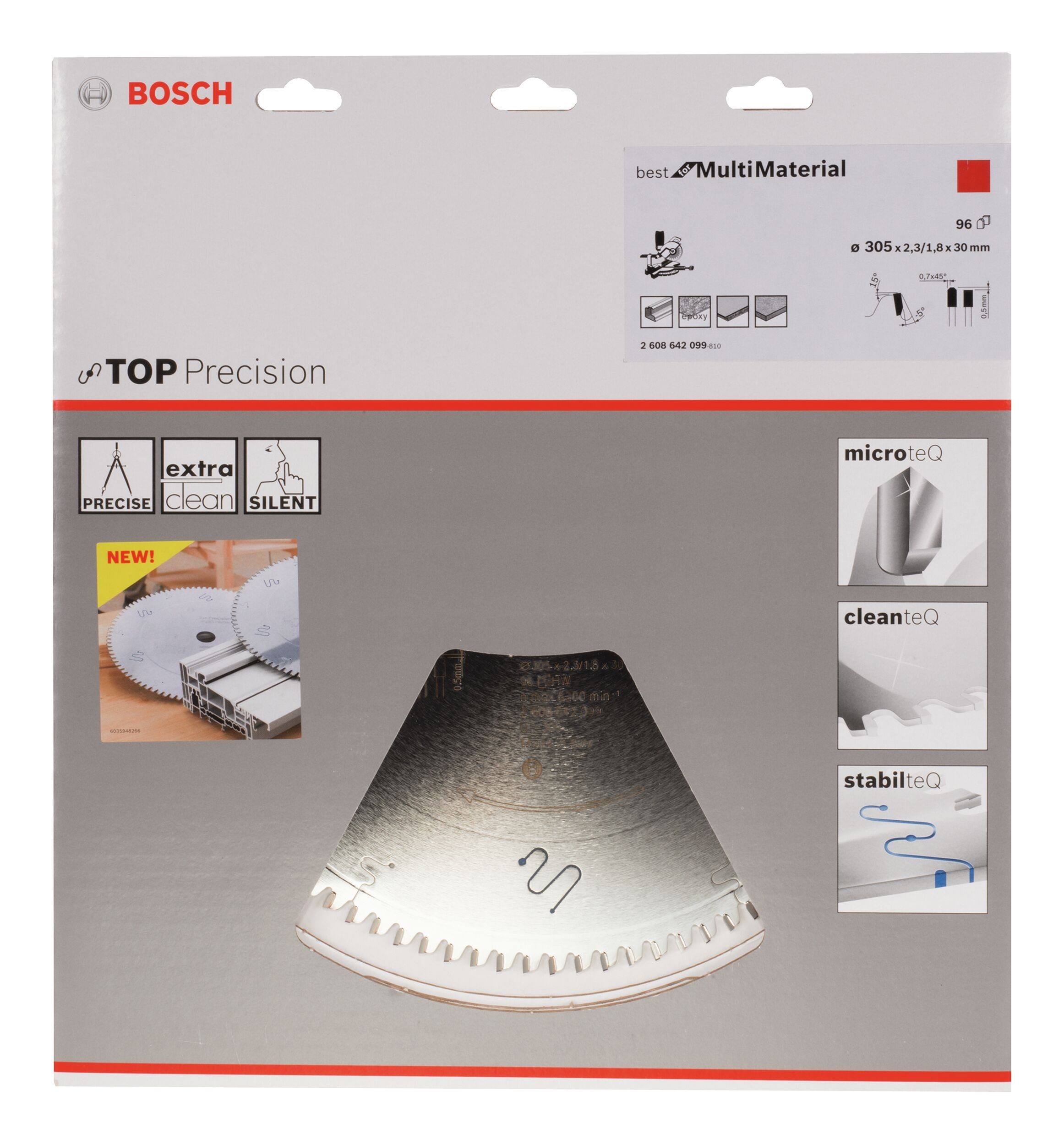 BOSCH Kreissägeblatt, Top Precision - for x 305 96Z 2,3 Material mm x Multi 30 Best