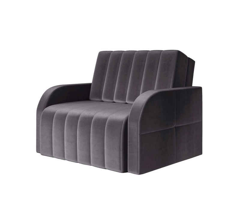 MOEBLO Kindersofa aus Samtstoff MONTANA 80, mit Bettfunktion Schlafsofa mit Bettkasten Sessel mit Schlaffunktion Schlafsessel Sofa Sessel Jugendsofa Schlafsofa 1-Sitzer Gästebett, mit Relaxfunktion