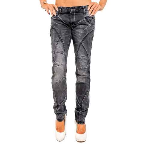 Cipo & Baxx Regular-fit-Jeans Moderne Hose BA-WD477 Stonewashed mit trendigen Ziernähten