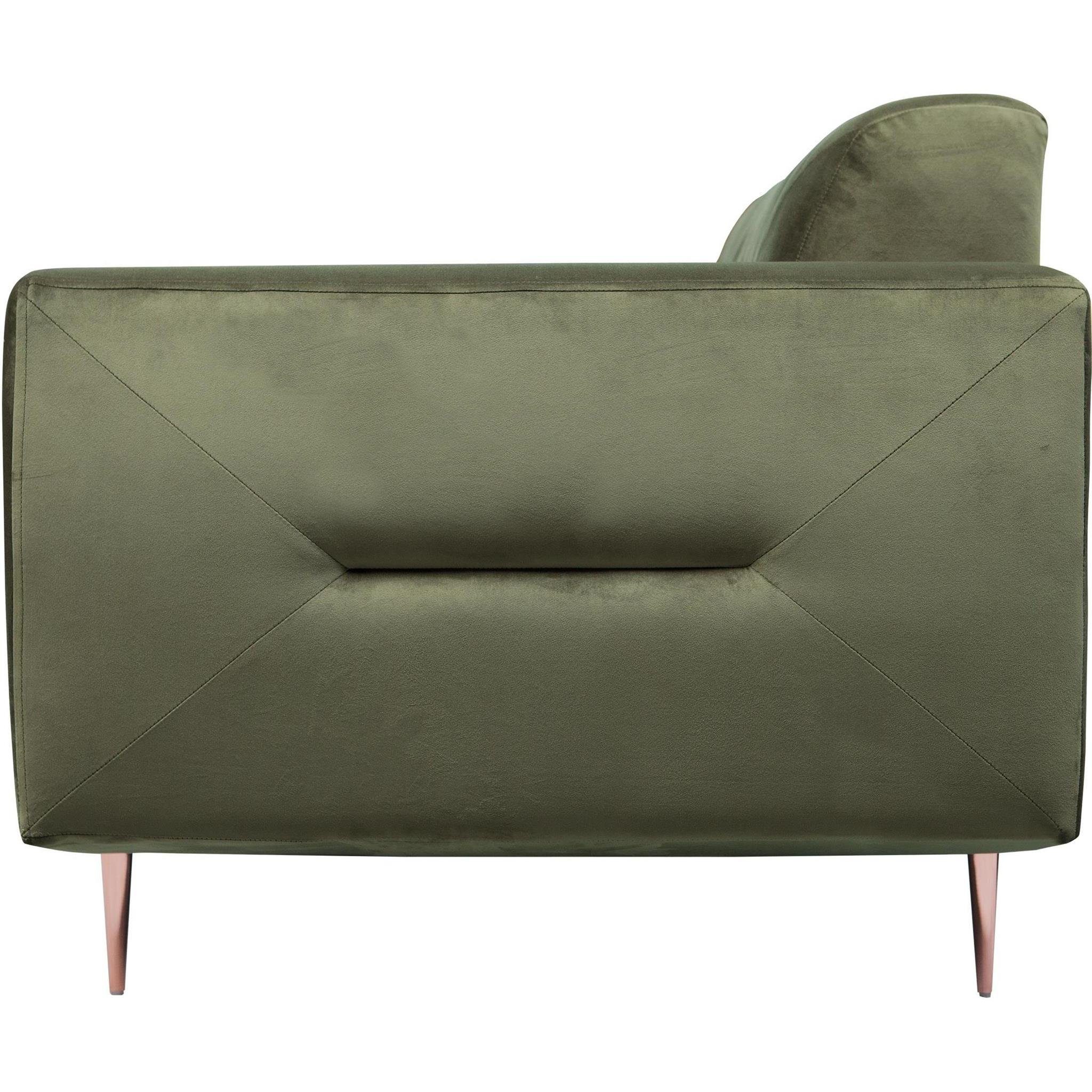 2-Sitzer im Beautysofa mit Grün Relaxsofa Velours Zweisitzer aus Design, 77) VENEZIA, Metallbeine, Sofa modernes (bluvel