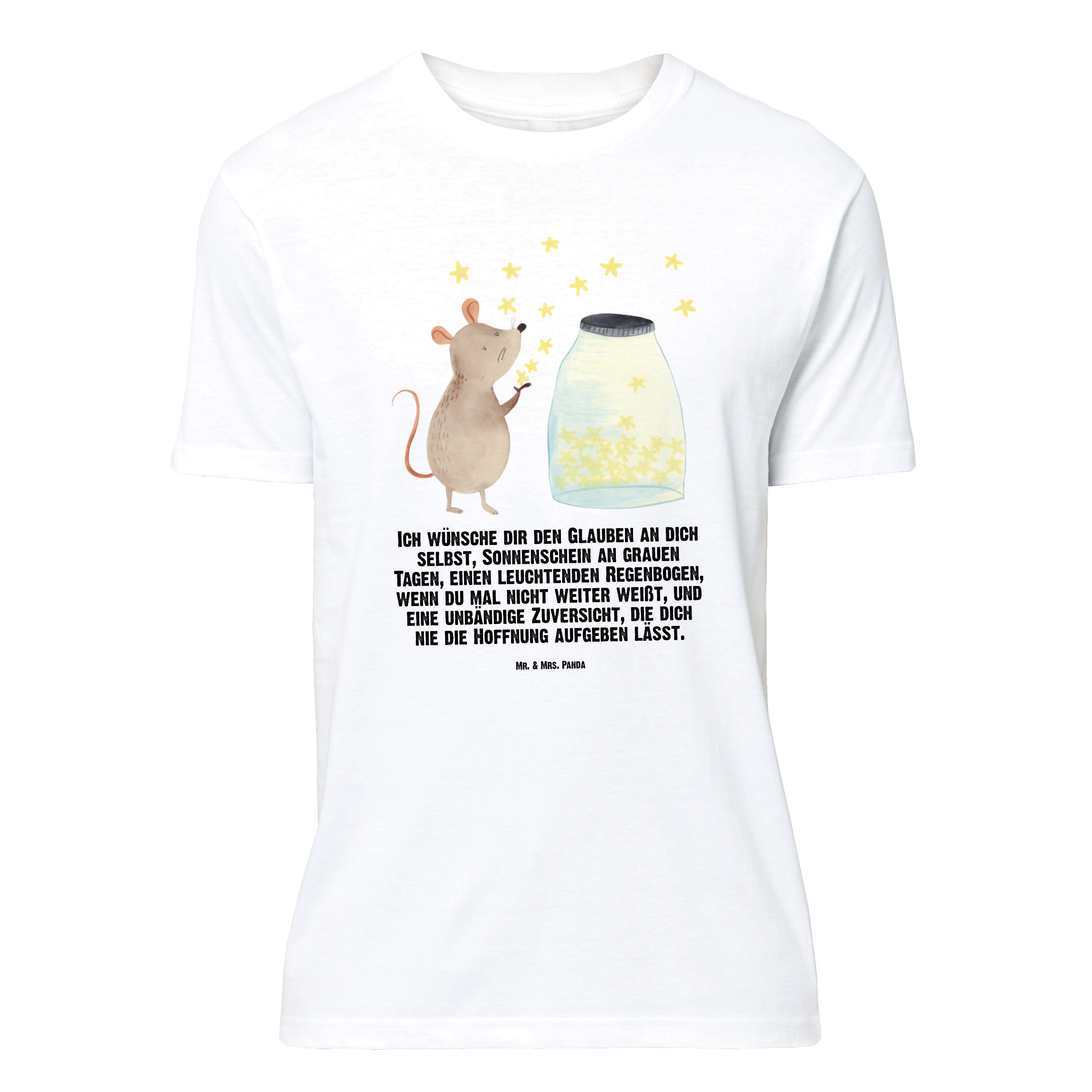 Mr. & Mrs. Panda T-Shirt Maus Sterne, Größe M T-Shirt, Weiß, T-Shirt mit Spruch, Lustige Sprüc (Packung) Schwangerschaft Maus Sterne