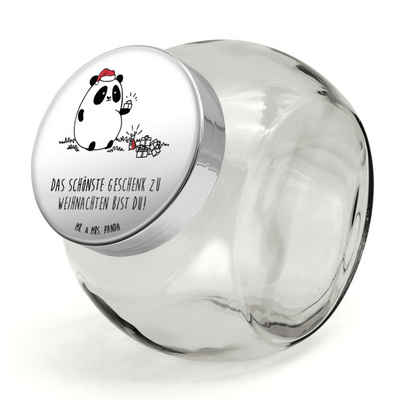 Mr. & Mrs. Panda Vorratsglas L 870ml Panda Weihnachtsgeschenk - Weiß - Aufbewahrungsdose, Küchenor, Premium Glas, (1-tlg), Exklusive Motive