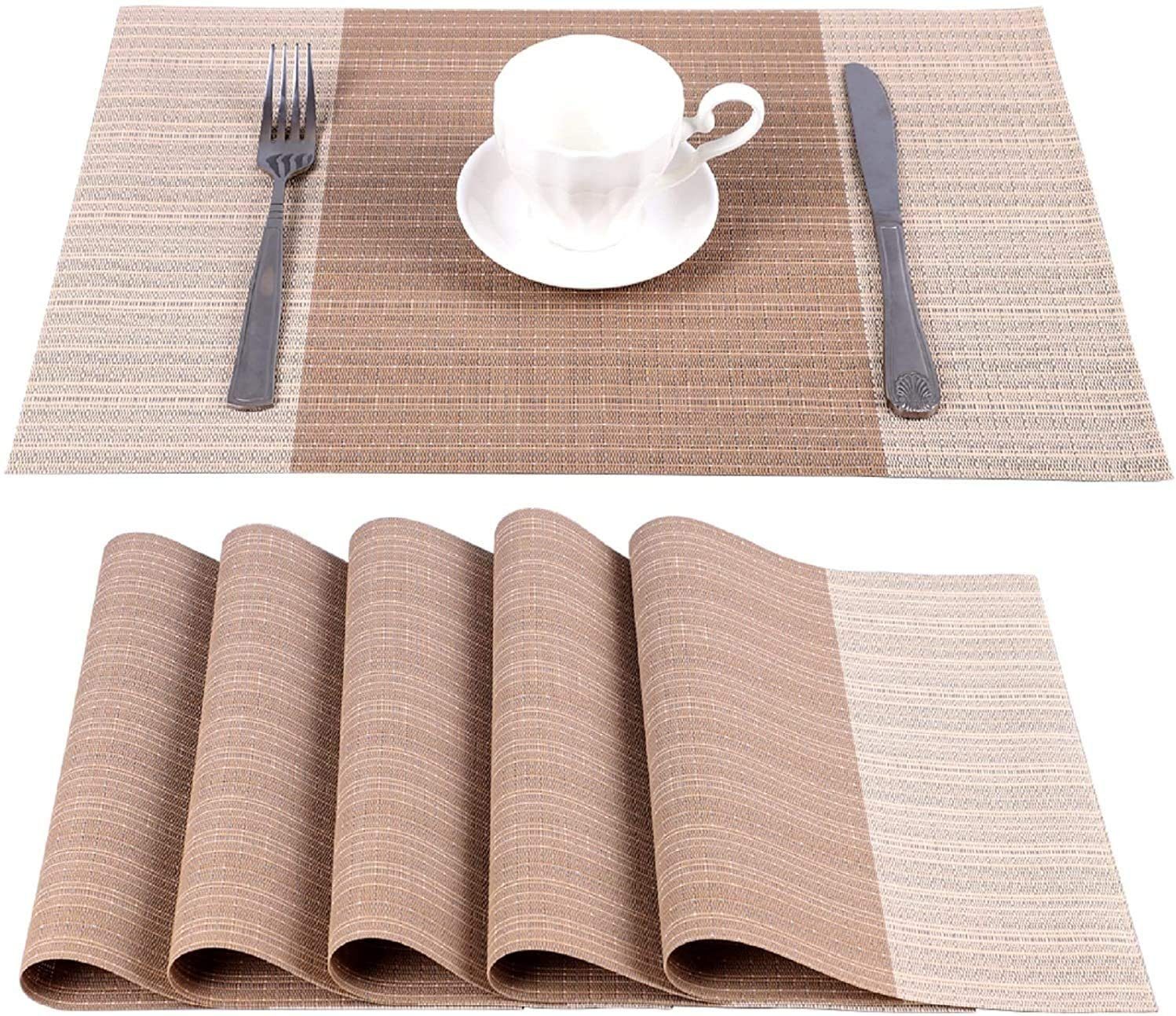 Tischsets 6 PVC Tischläufer Satz khaki Hitzebeständig Platzsets, von zggzerg