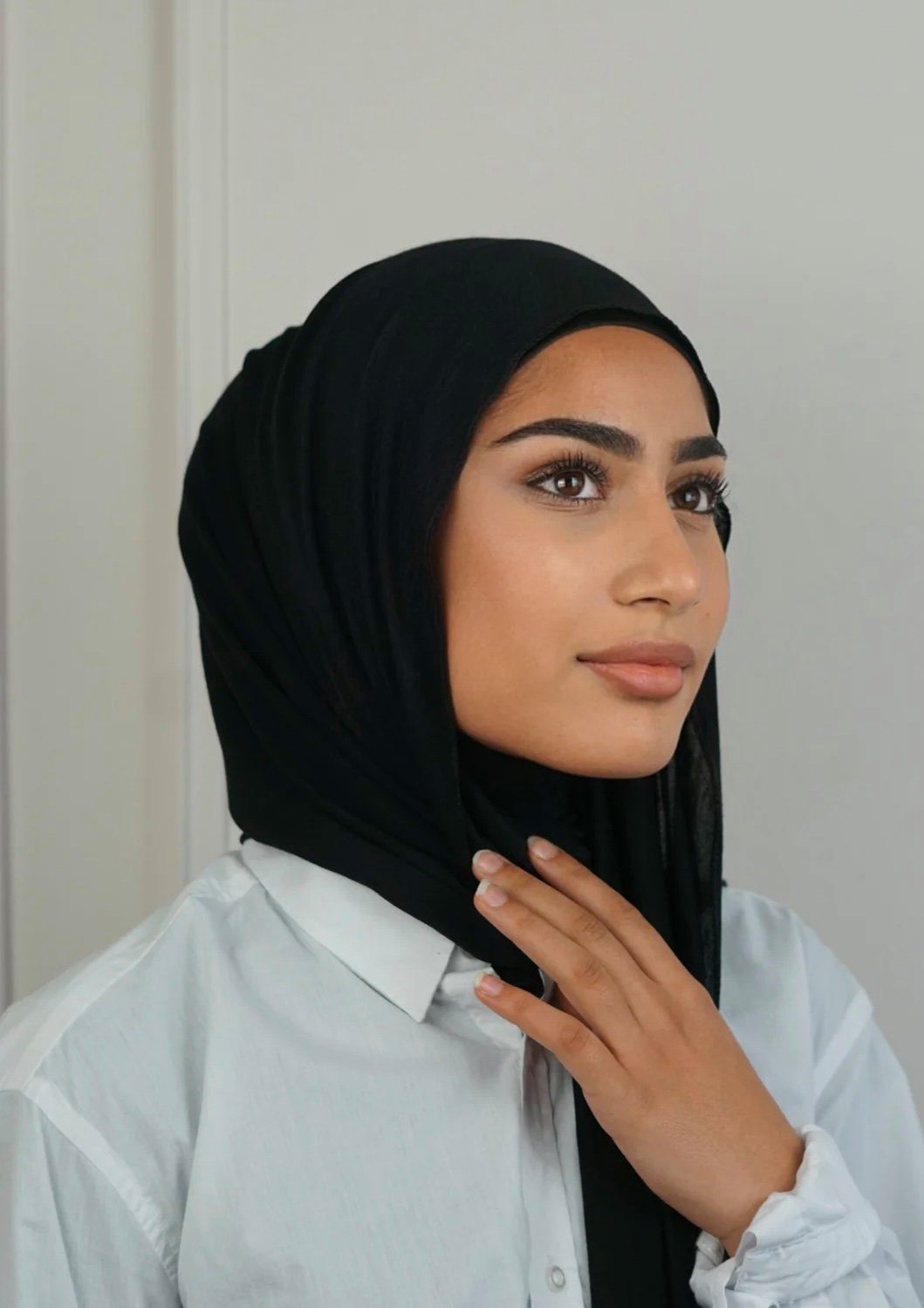 Losyana Kopftuch Jersey Kopftuch Hijab (Hidschab) Schal, Rutschfrei Stoff Schwarz