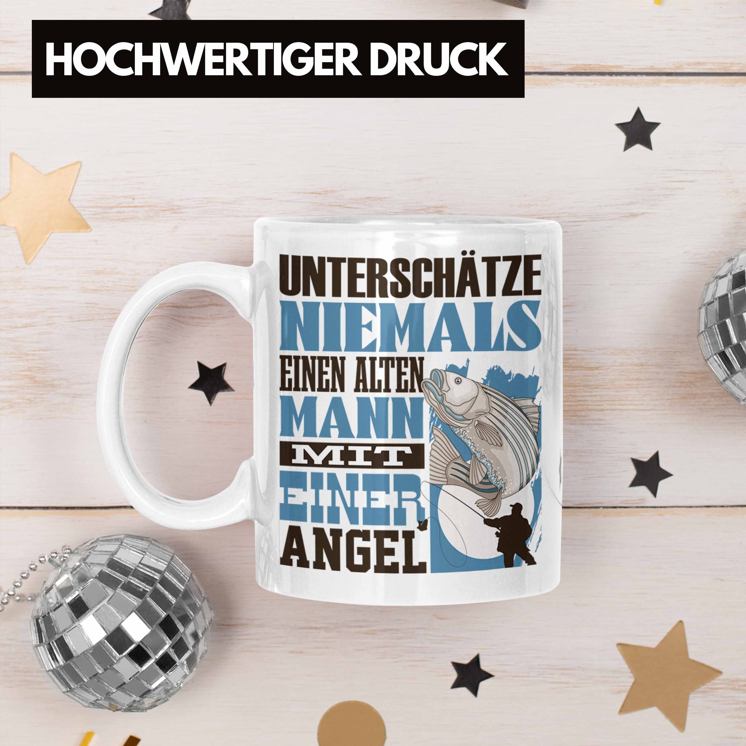 Lustiger Unterschätze Tasse Geschenk Weiss Angler Tasse Spruch Fischer Angel für Trendation