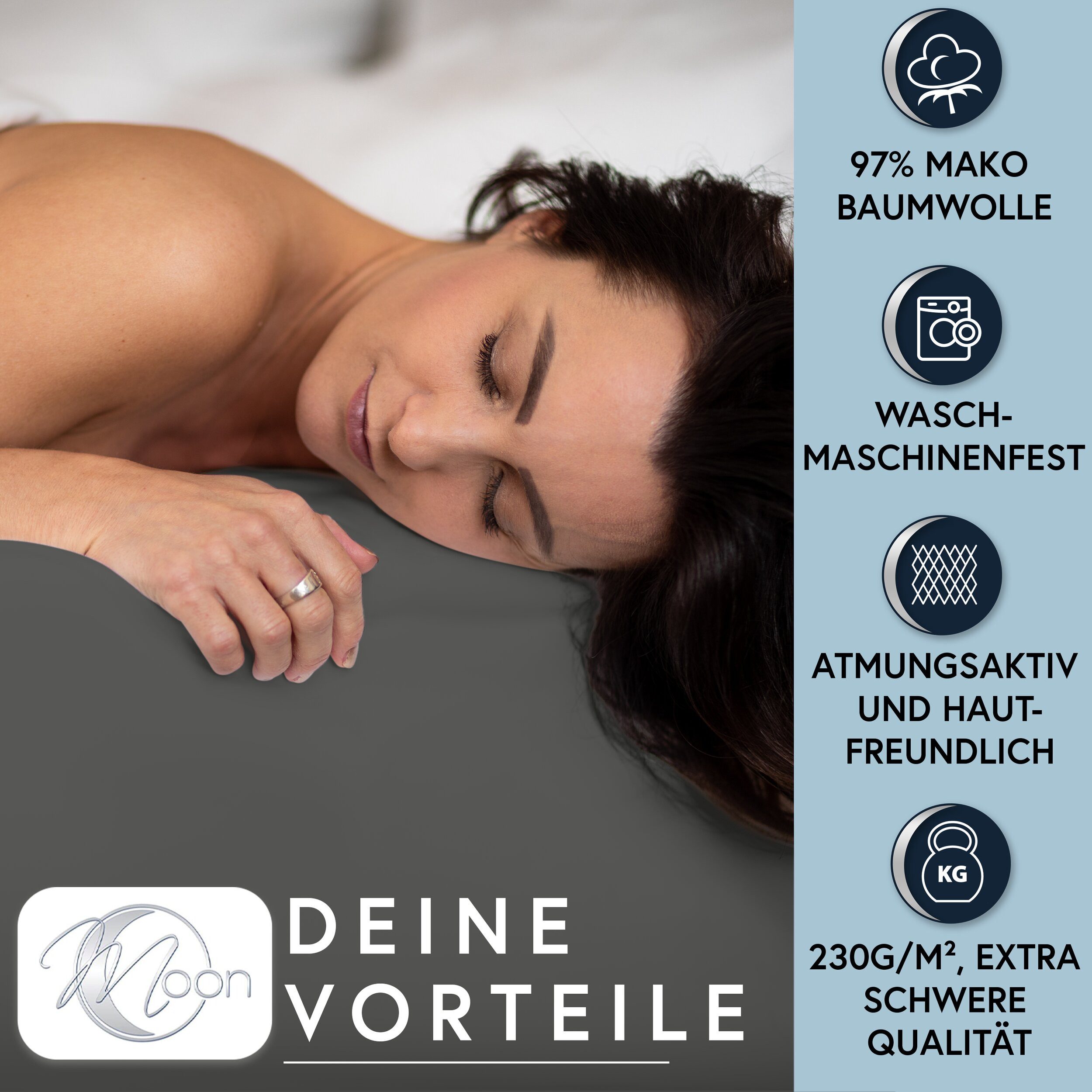 MOON Heimtextilien Spannbettlaken MOON-Luxury Spannbettlaken Jersey günstig online kaufen