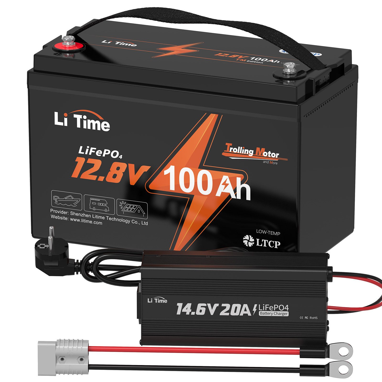 LiTime LiTime 14.6V 20A Lithium Batterieladegerät Akku-Set (12 V, 1 St), Geeignet für LiTime 12V LiFePO4 Lithium Batterie