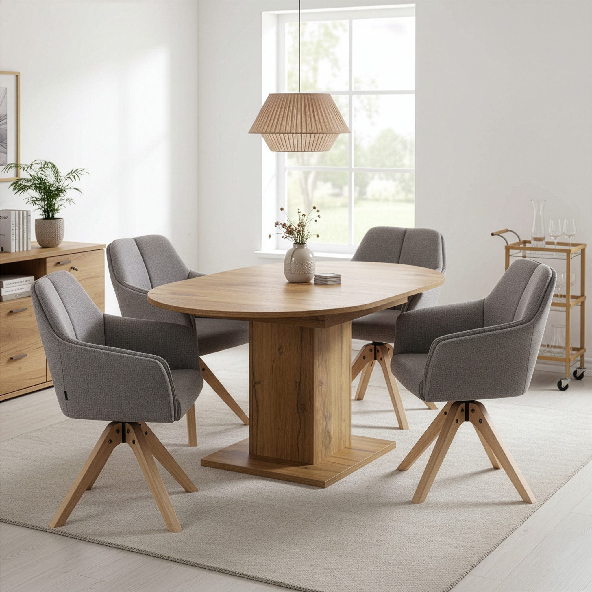 B&D home Säulen-Esstisch WIM, Holztisch, rund, ausziehbar 100-140cm, 4-6 Pe günstig online kaufen