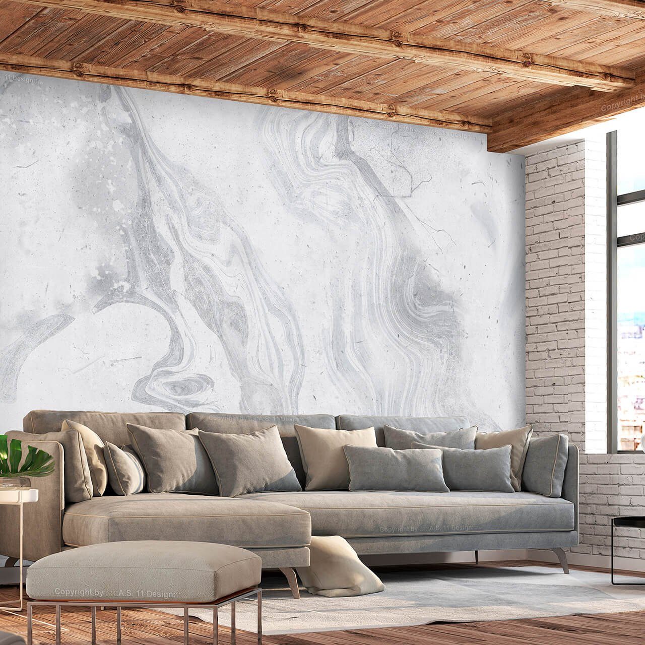 KUNSTLOFT Vliestapete Cloudy Marble 1x0.7 m, halb-matt, lichtbeständige Design Tapete