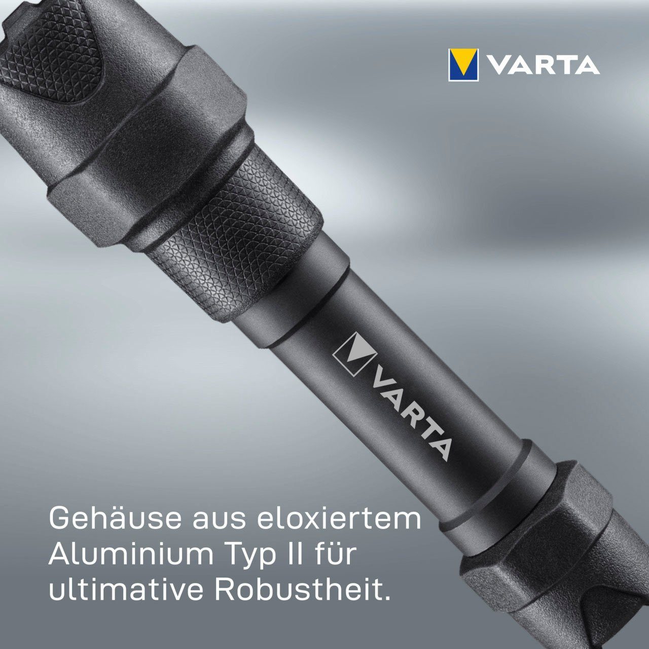 VARTA Taschenlampe Indestructible F20 Pro 6 Watt LED, wasser- und staubdicht,  stoßabsorbierend, eloxiertes Aluminium Gehäuse, Gehäuse aus eloxiertem  Aluminium Typ II