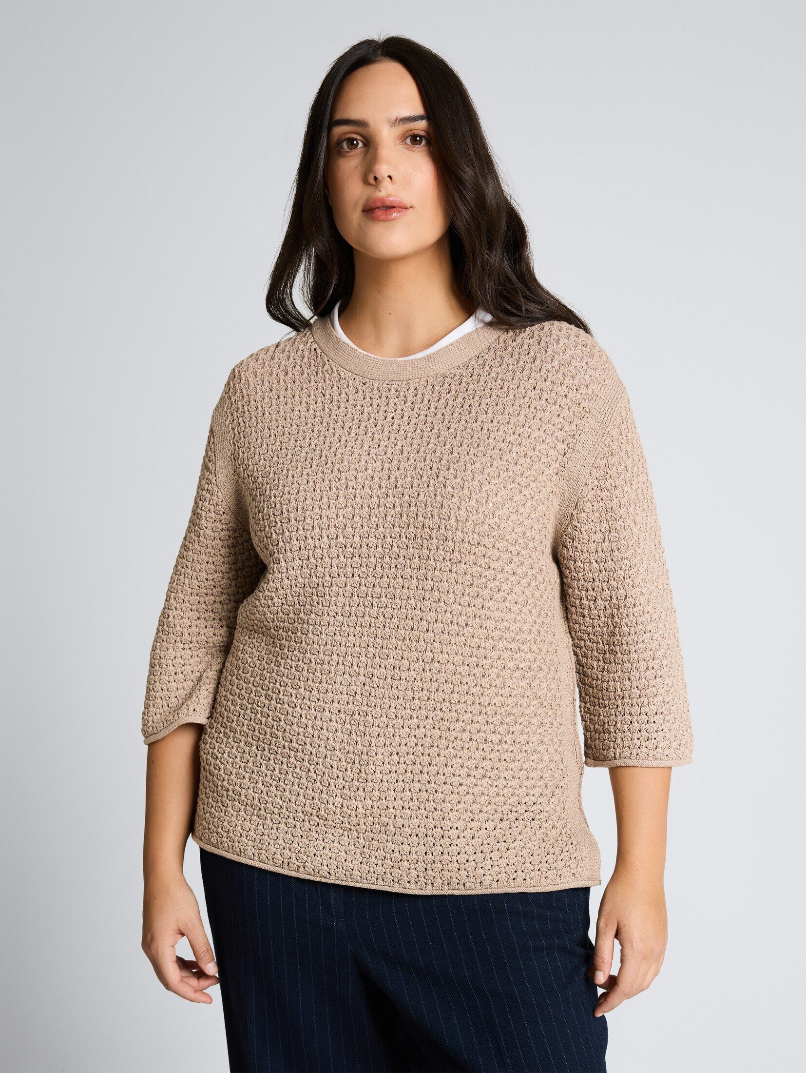 TOM TAILOR PLUS Strickpullover Pullover & Strickjacken Plus Size - Loose Fit Strickpullover mit Lochmuster