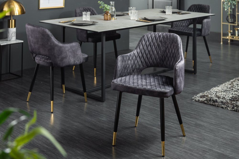 riess-ambiente 4-Fußstuhl PARIS grau / schwarz günstig online kaufen