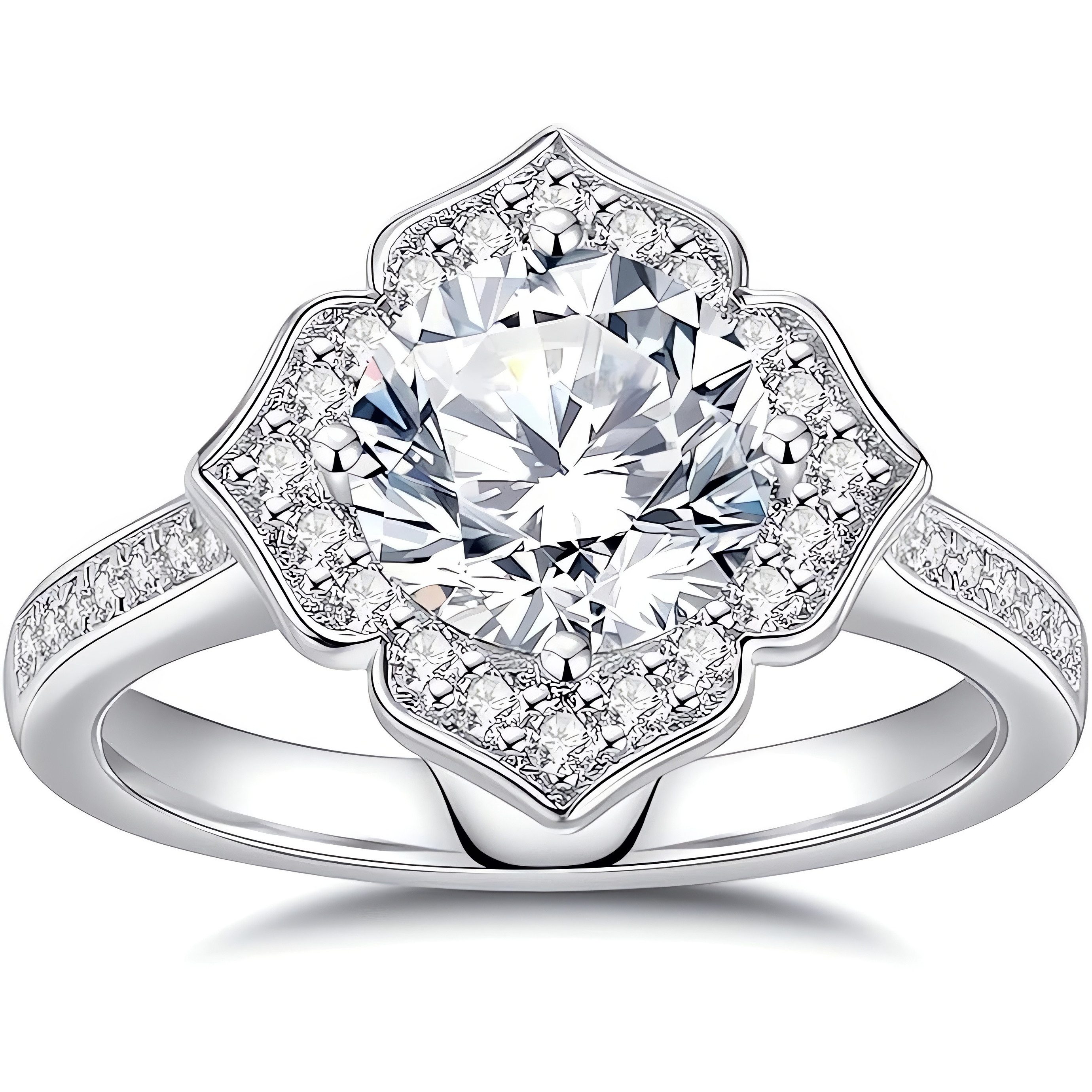 Jumpeak Diamantring 2 karat,Diamant Ring,585 Gold,Wedding Ring,Engagement Ring,E VS1,IGI, Geschenk für Ehefrau,Ring Frauen,Engagement Ring,Wedding Ring