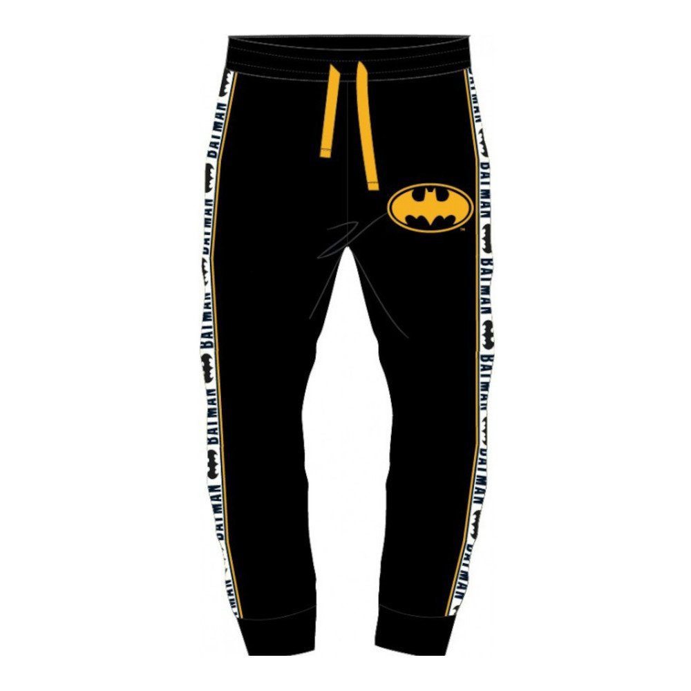 Jogginghose Freizeithose für Kinder mit gelben Batman-Logo und Schriftzug an den