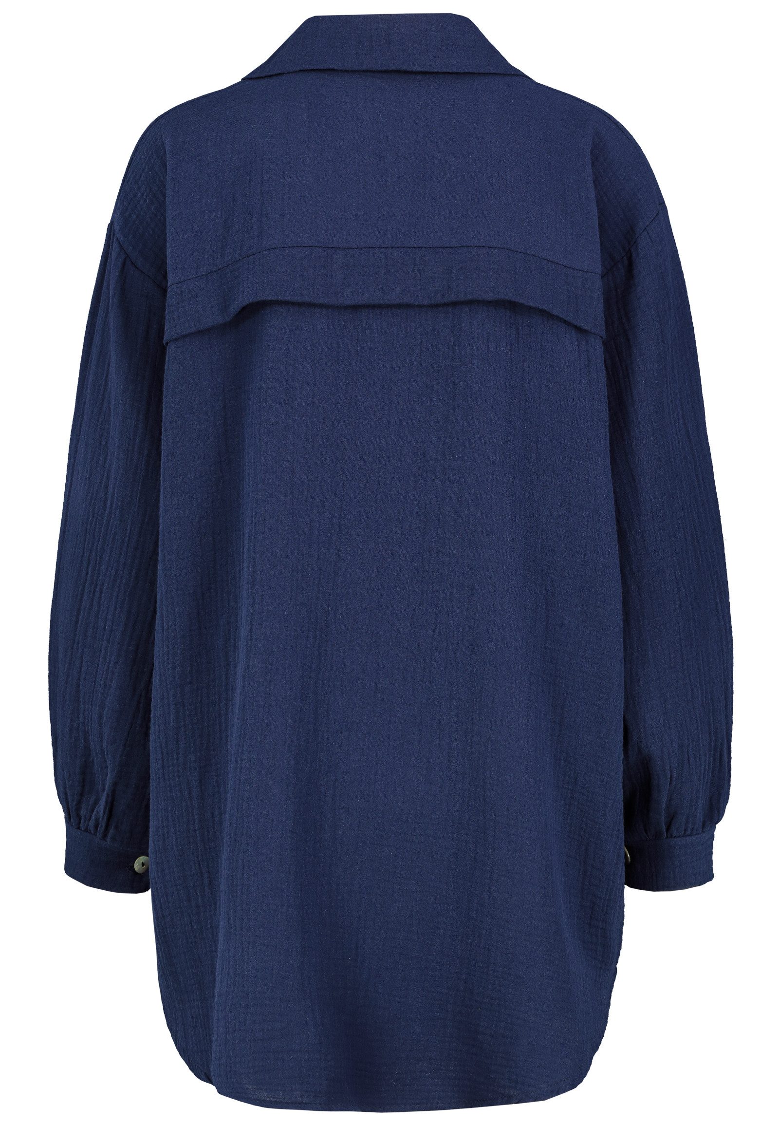 SUBLEVEL Langarmbluse Damen Musselinbluse langarm mit Kentkragen Oversizebluse aus Baumwolle