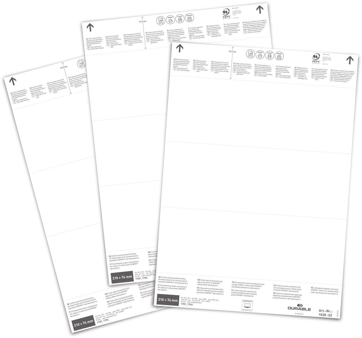 Thumbnail - DURABLE Fächermappe Einsteckschild für Logistiktasche 210x74mm weiß VE=60 Stück