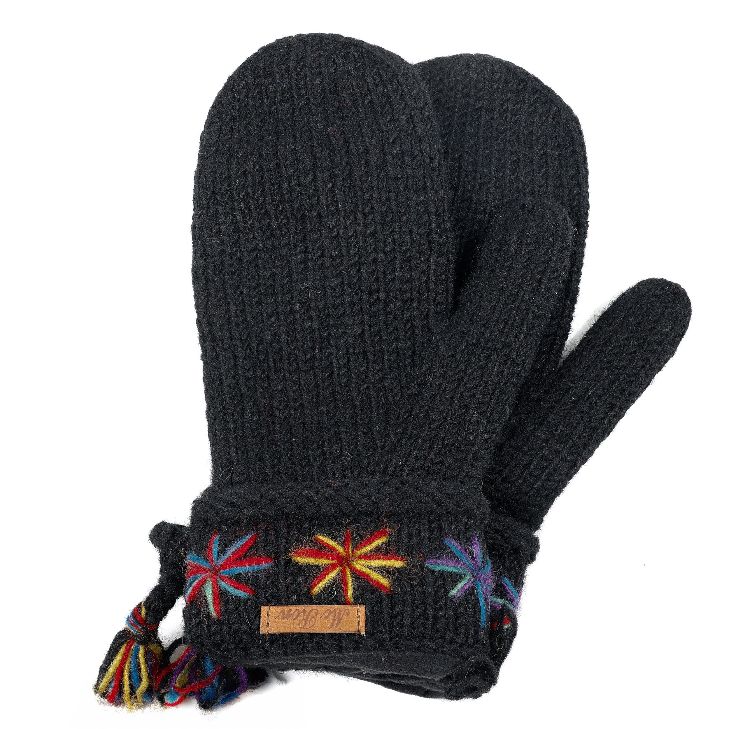 McRon Fäustlinge Gestrickte Fäustlinge im Norweger Look "Modell Vannadis Regenbogen" hoher Schurwollanteil