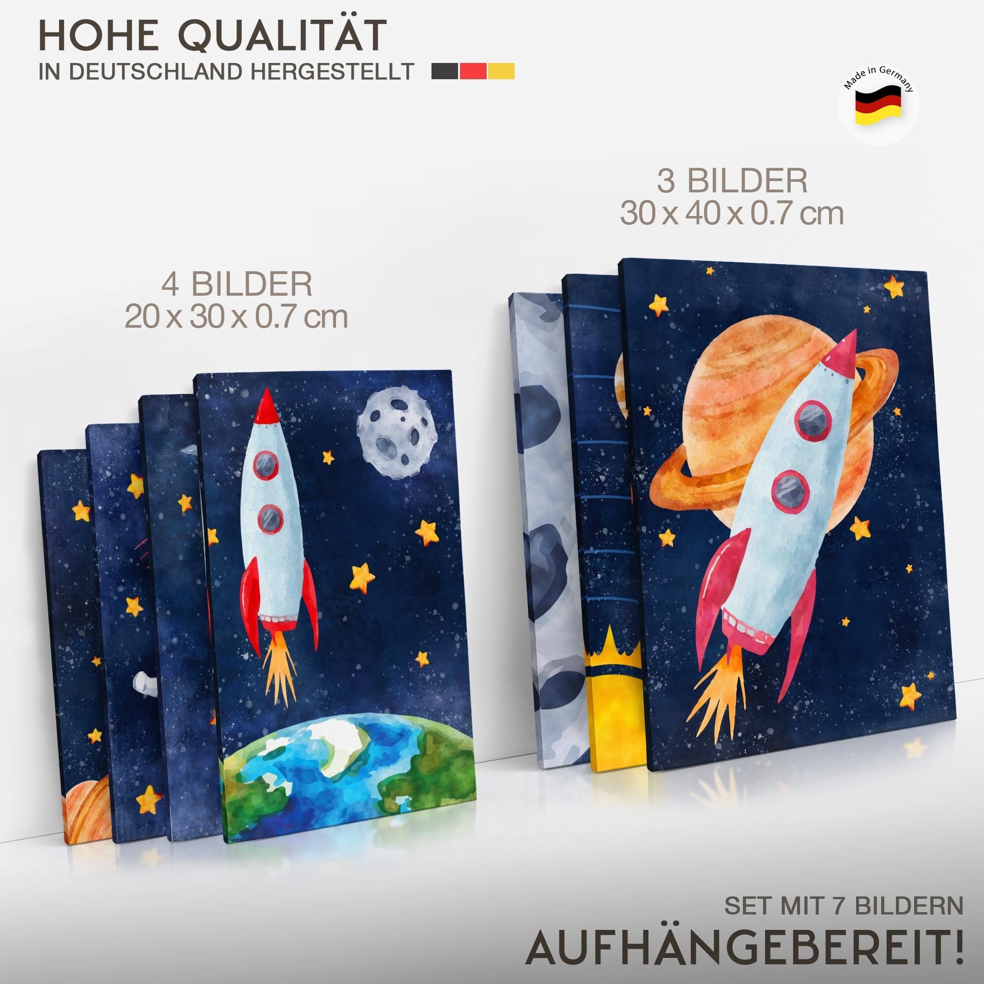 Novart Wandbild Rakete Blau Bunt Kinderzimmer – Bild 4 von 5