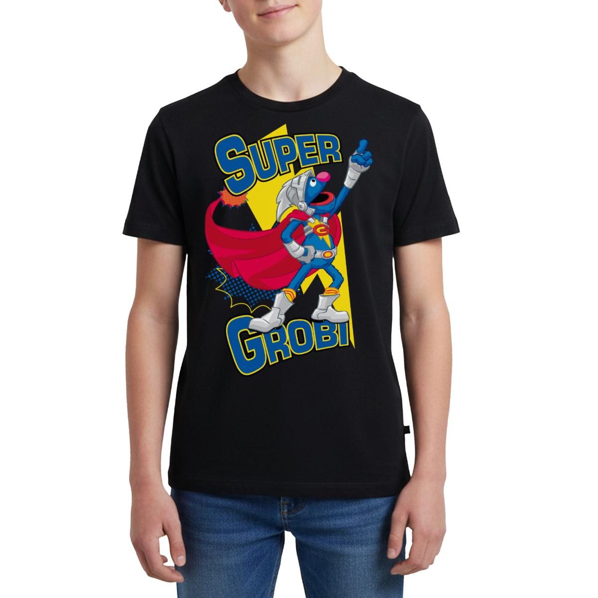 T-Shirt Sesamstraße Grobi Supergrobi Superheld Teenager Premium T-Shirt