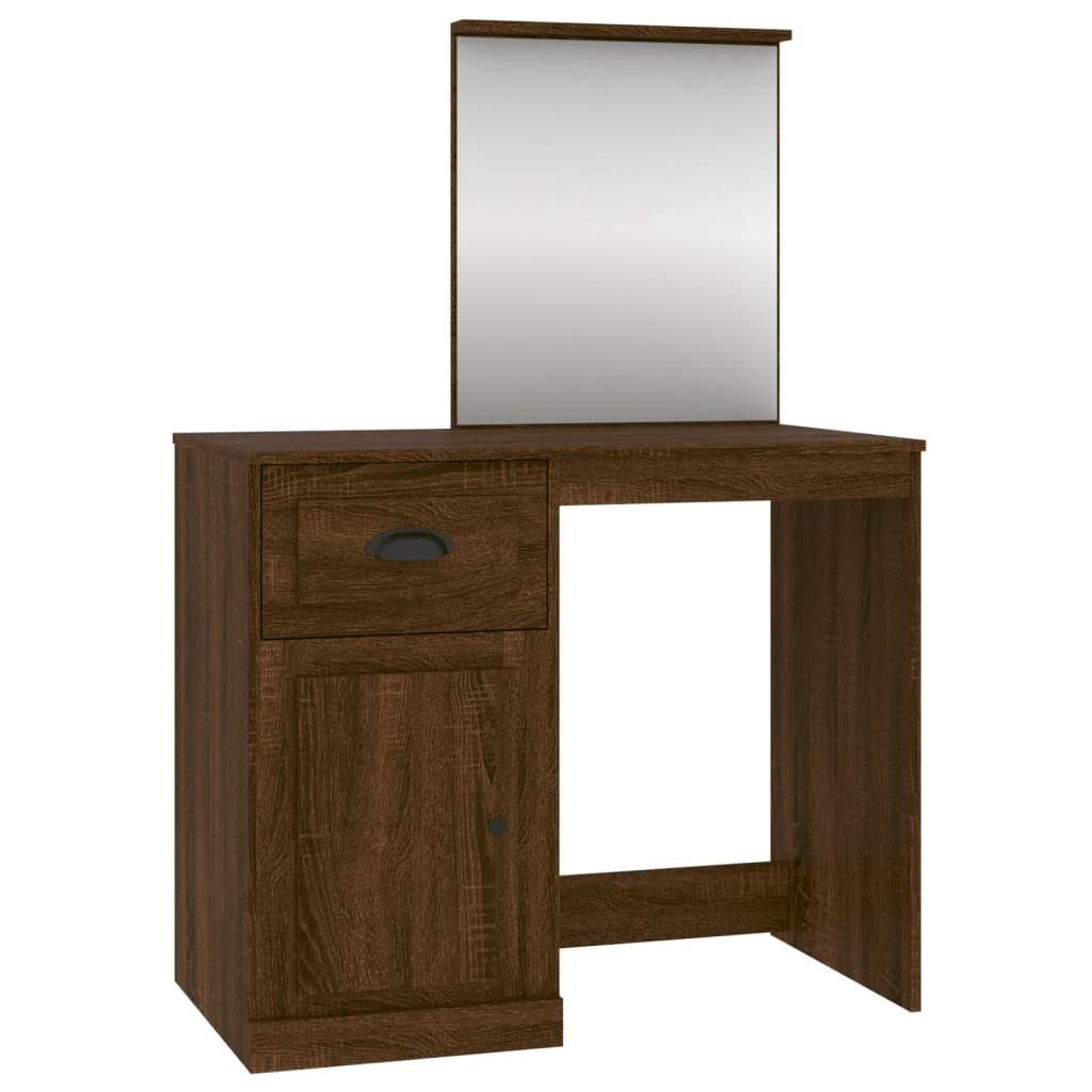 vidaXL Schminktisch Schminktisch mit Spiegel Braun Eichen-Optik 90x50x132,5 cm (1-St)