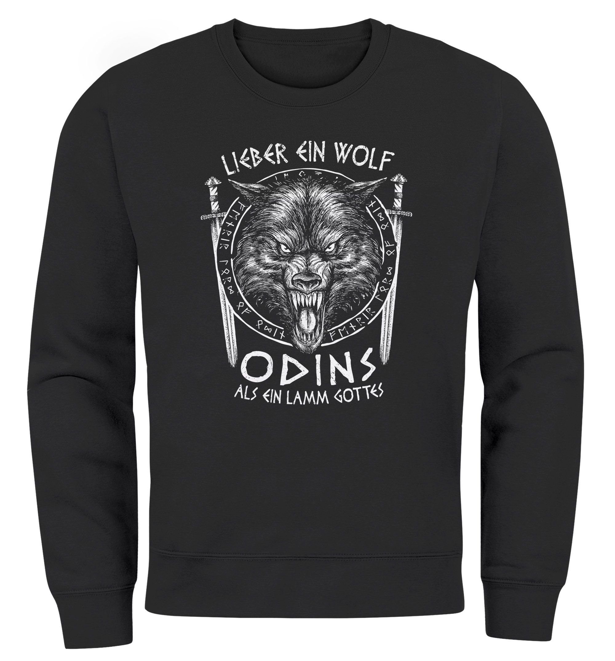 Neverless Sweatshirt Sweatshirt Herren Lieber ein Wolf Odins als ein Lamm G günstig online kaufen