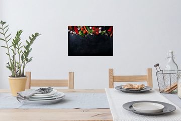 MuchoWow Wandsticker Gemüse - Kräuter - Gewürze - Schwarz - Rustikal - Küche (1 St), Wandaufkleber, Wandtattoo, Selbstklebend, Wohnzimmer, Schlafzimmer