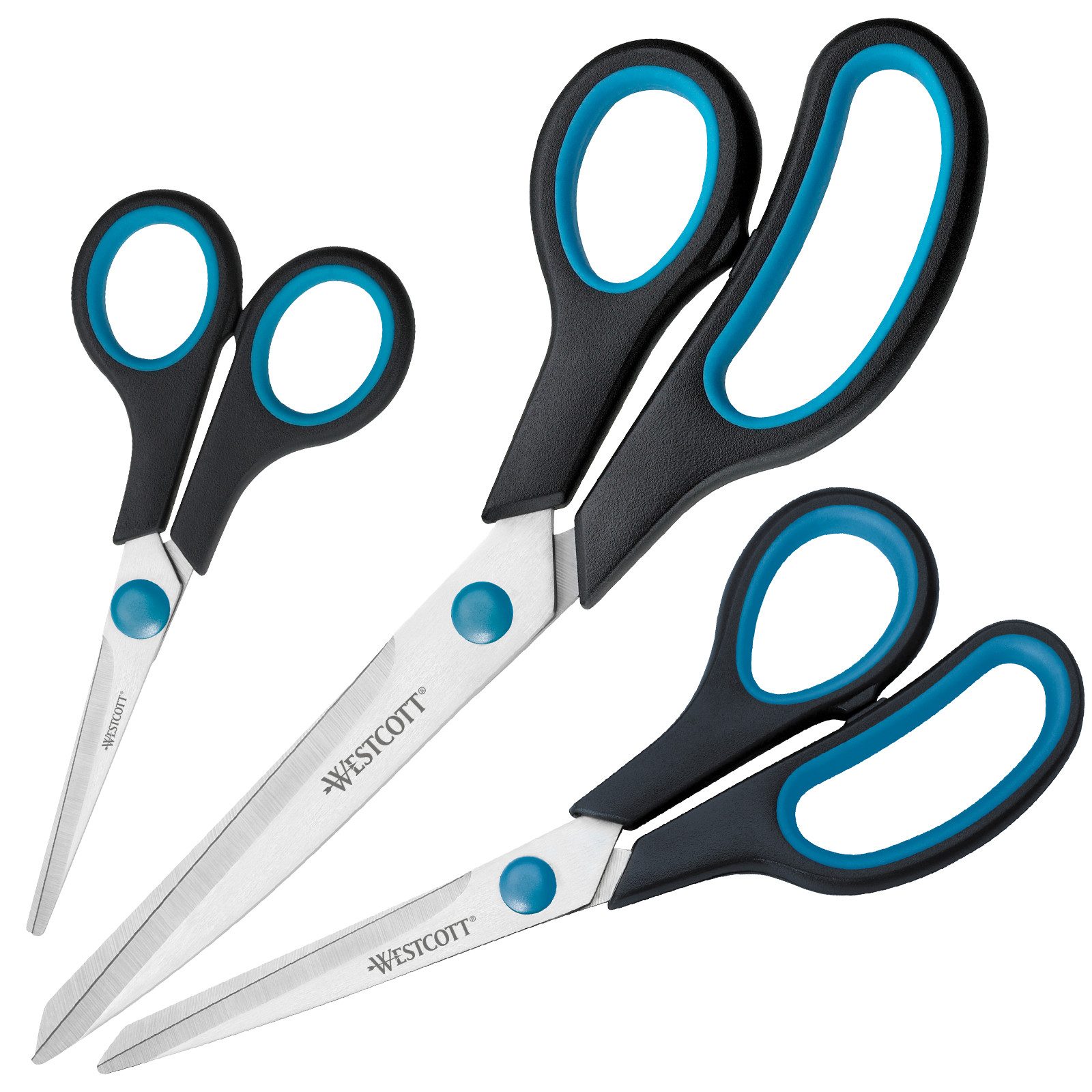 Scheren-Set Easy Grip Scheren 3 Stück Schwarz, Universalscheren mit Komfort-Griff