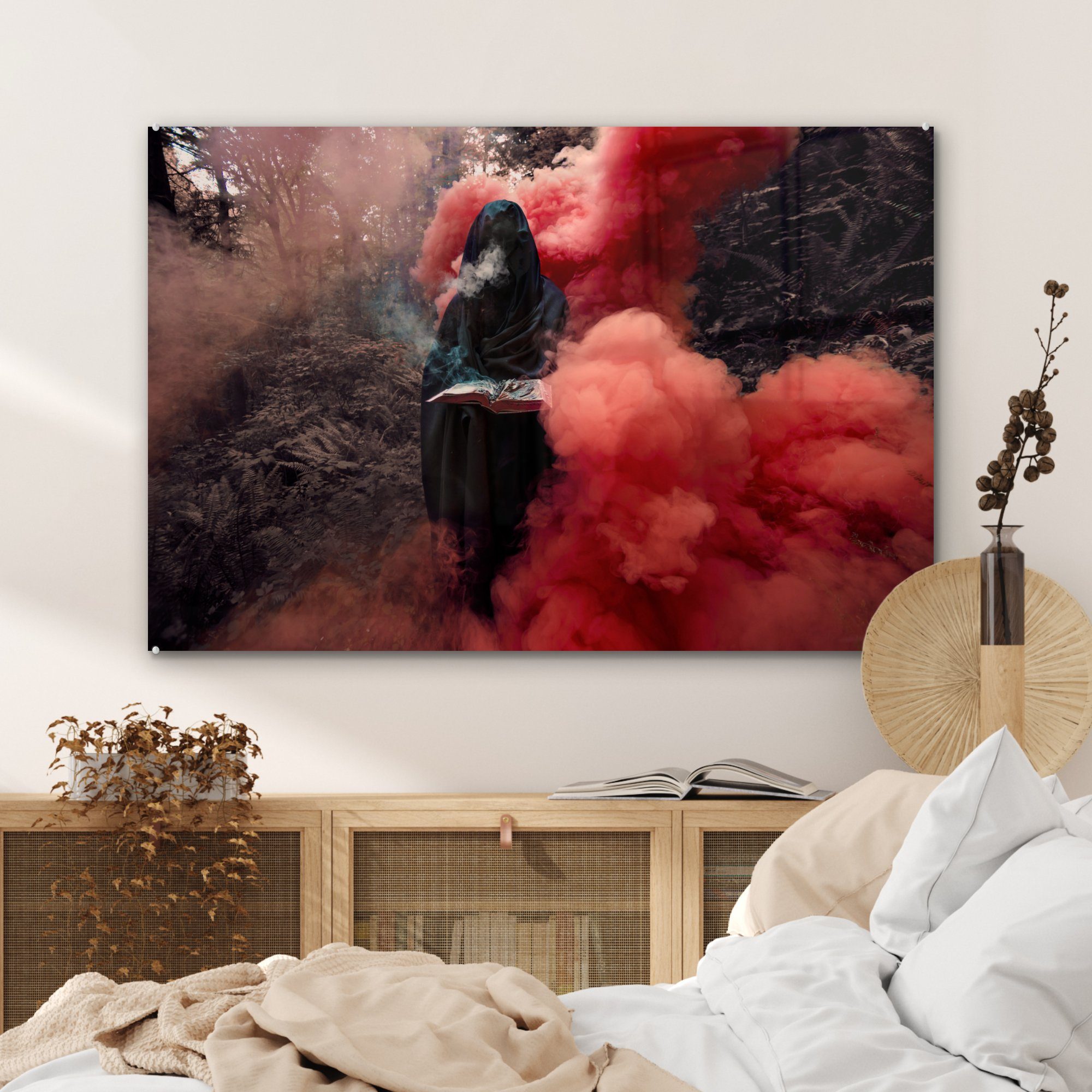 Roter & kriecht Acrylglasbild Acrylglasbilder MuchoWow (1 Wohnzimmer auf, St), Rauch Schlafzimmer