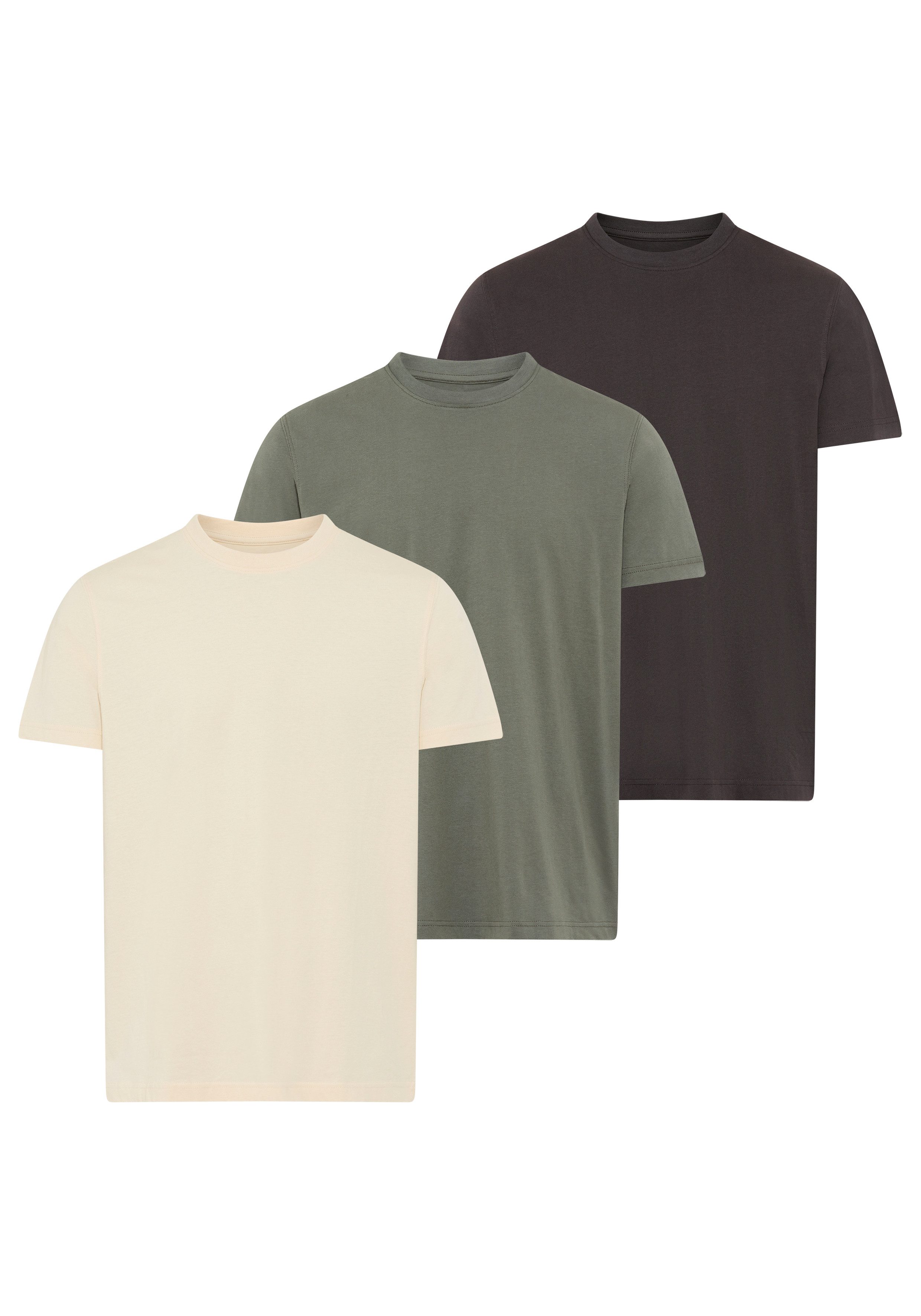 Man's World T-Shirt neue Farben! (3er-Pack) Kurzarm, unifarben, Rundhals, aus Baumwolle