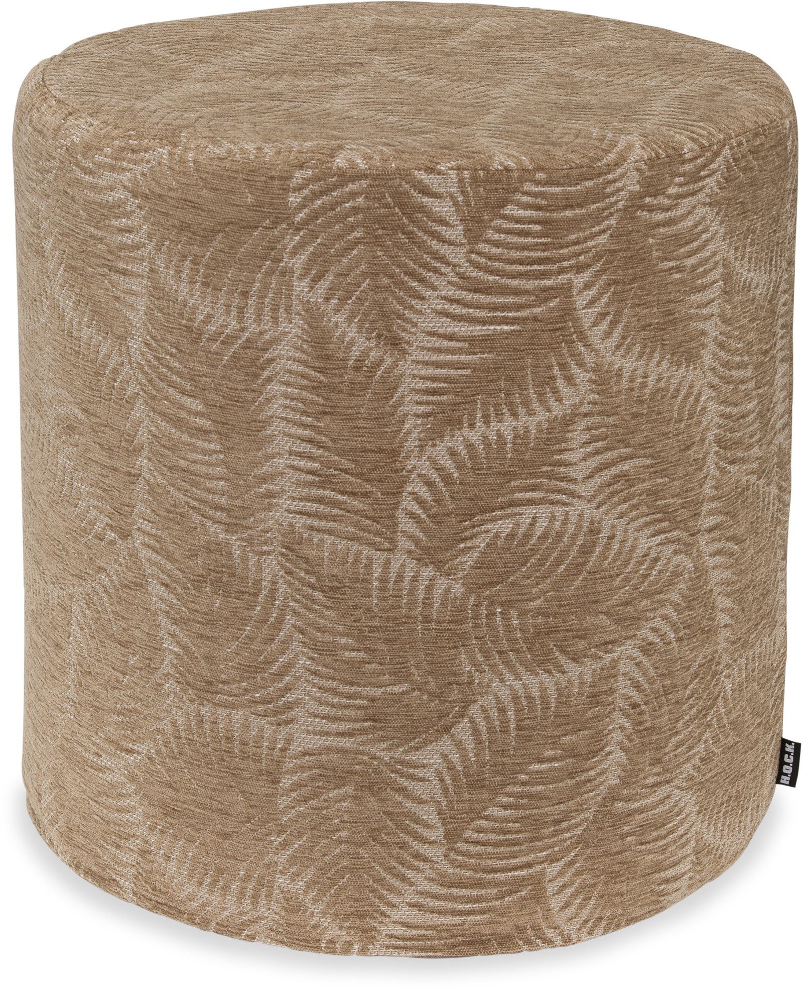 H.O.C.K. Sitzhocker H.O.C.K. Nelly Hocker rund Pouf ø45x45cm Blätter col. 1 taupe / beige, Hocker, Barhocker & Sitzhocker, Schminktischhocker, Wohnzimmer Hocker