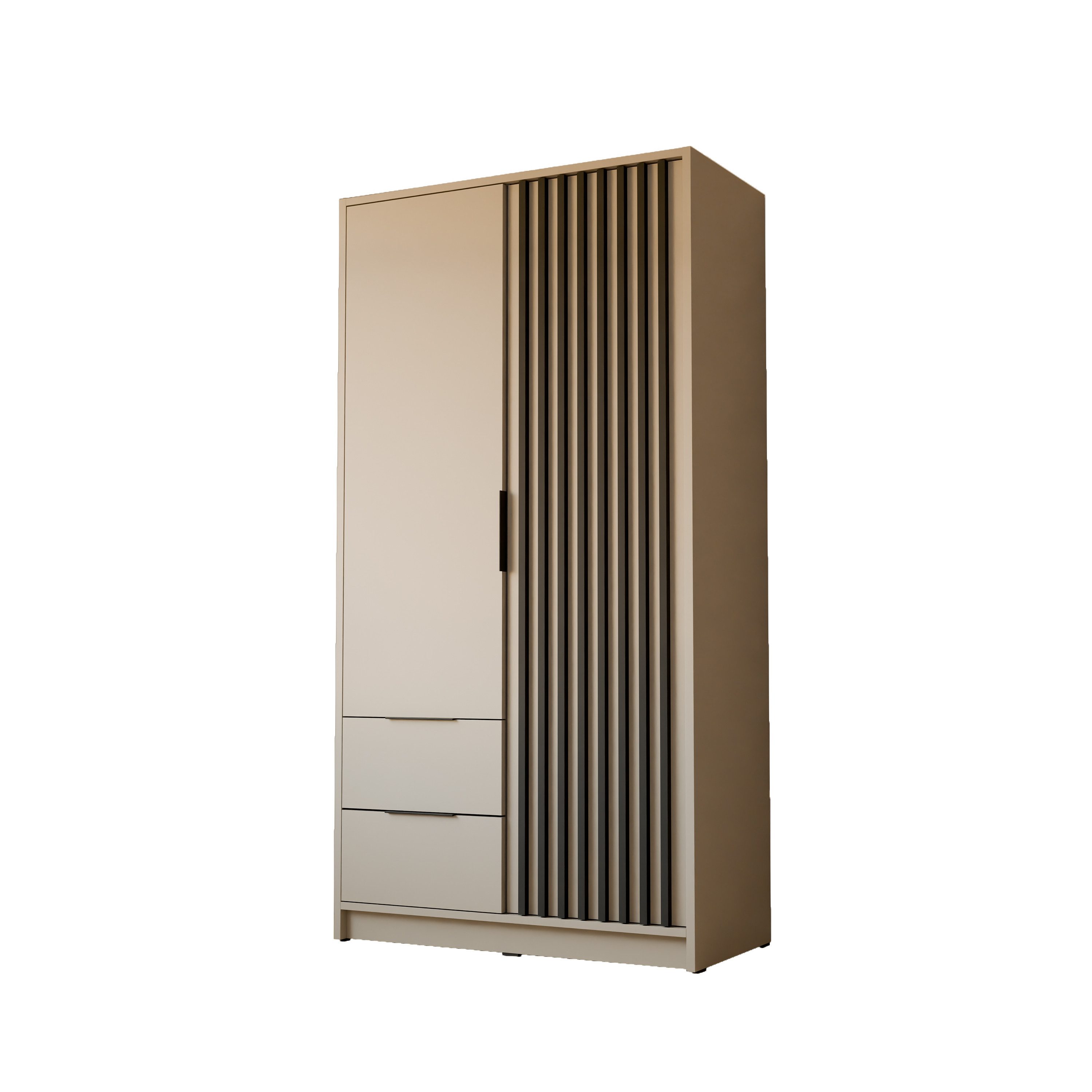 Lookway Kleiderschrank NELA 105 cm Zweittüriger Schrank mit Lamellen Breite: 105 cm