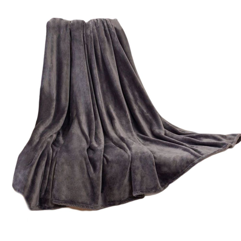 Wohndecke Einfarbige Waschlappendecke, Verdickte Doppelseitige Fleece-Bettlaken, Blusmart dark grey