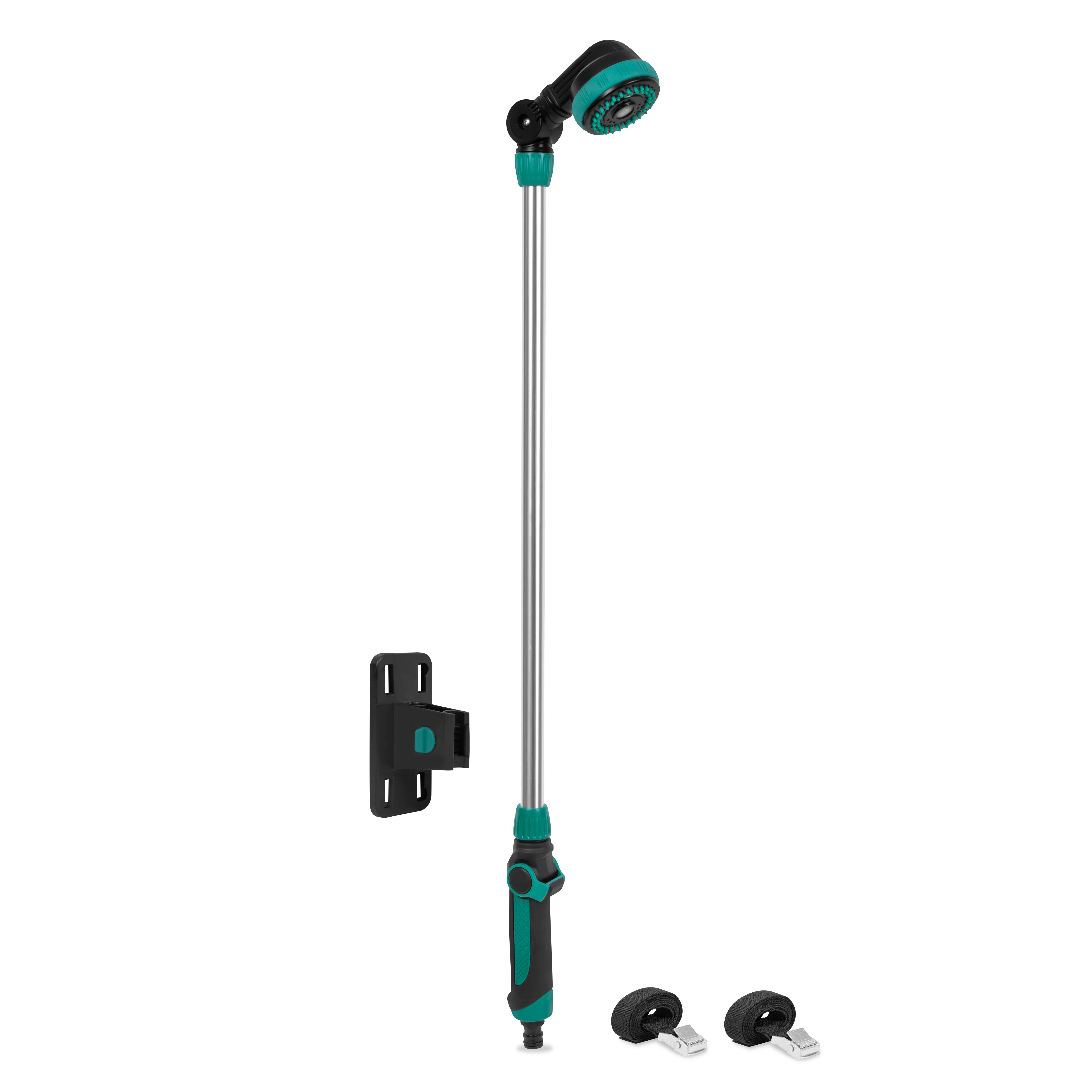 VONROC Gartendusche Außendusche - 1in2 Gartenbrause mit Stiel (ideal für Garten, Pool, Camping, Terasse oder Sauna, - 180 Grad neigbar, 3 Sprühmodi), & inkl. Wandhalterung