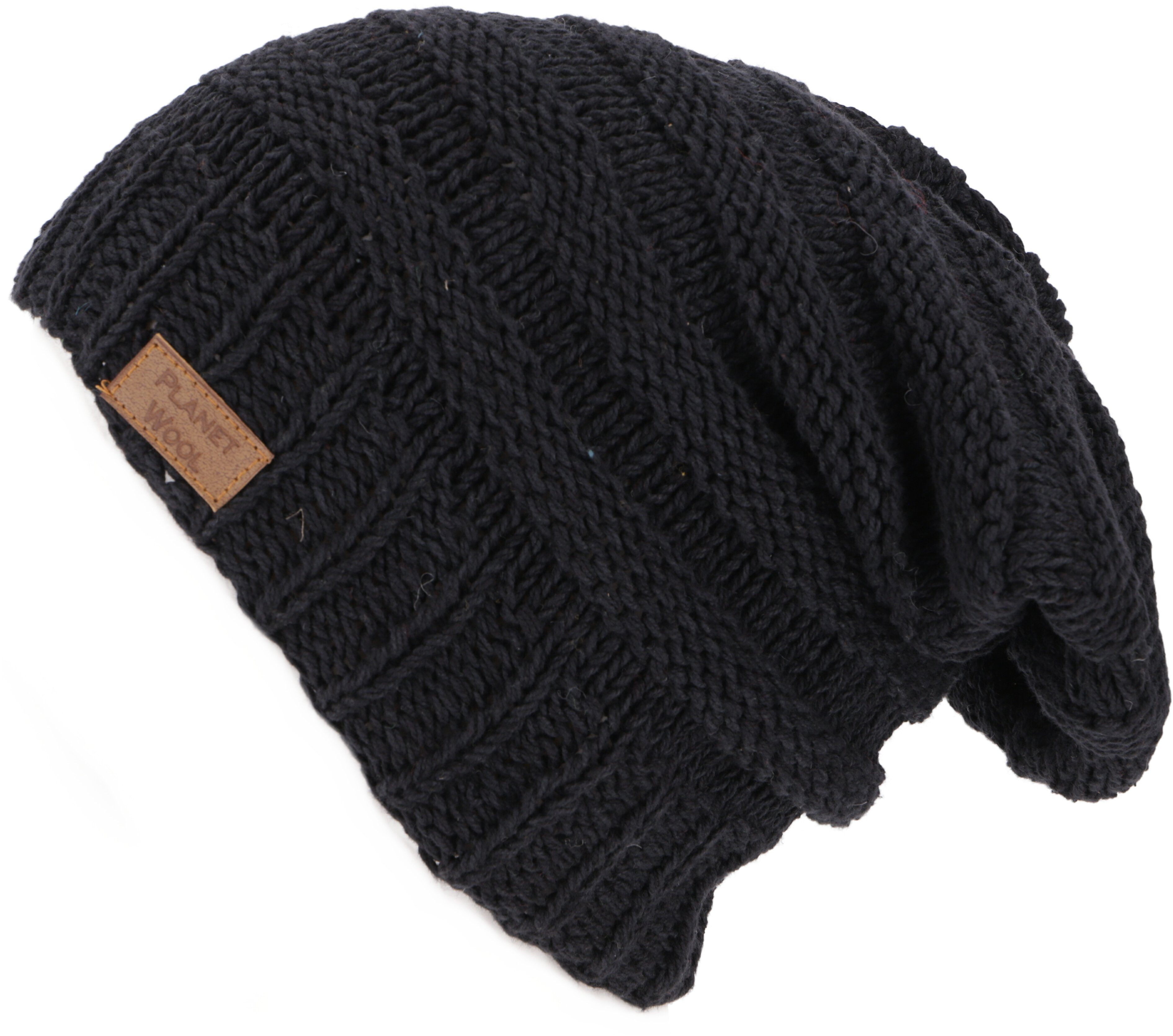 Guru-Shop Strickmütze Baumwoll Beanie, handgestrickte Dread Head.. schwarz | Strickmützen